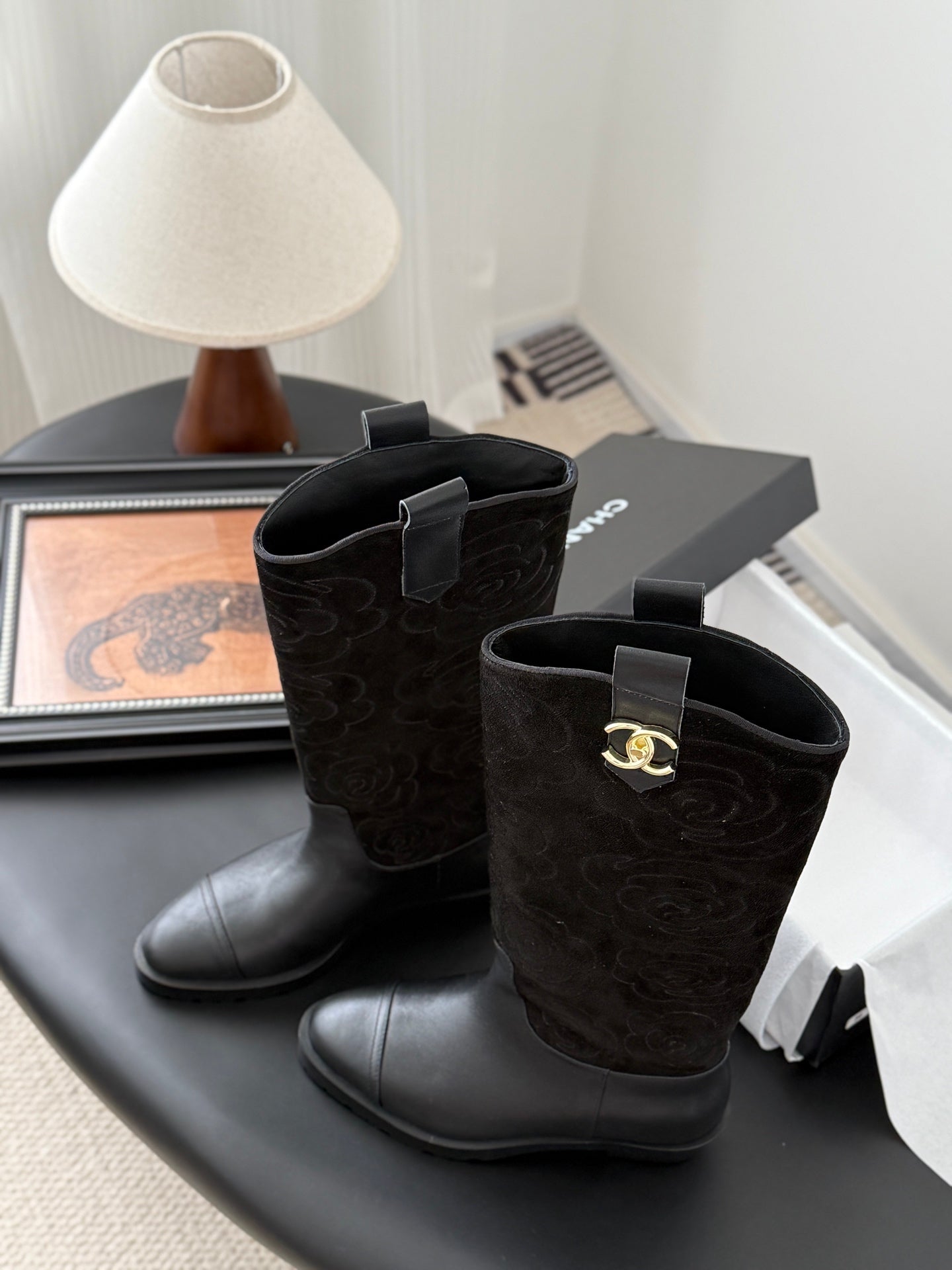 C 25K new rose-printed biker boots