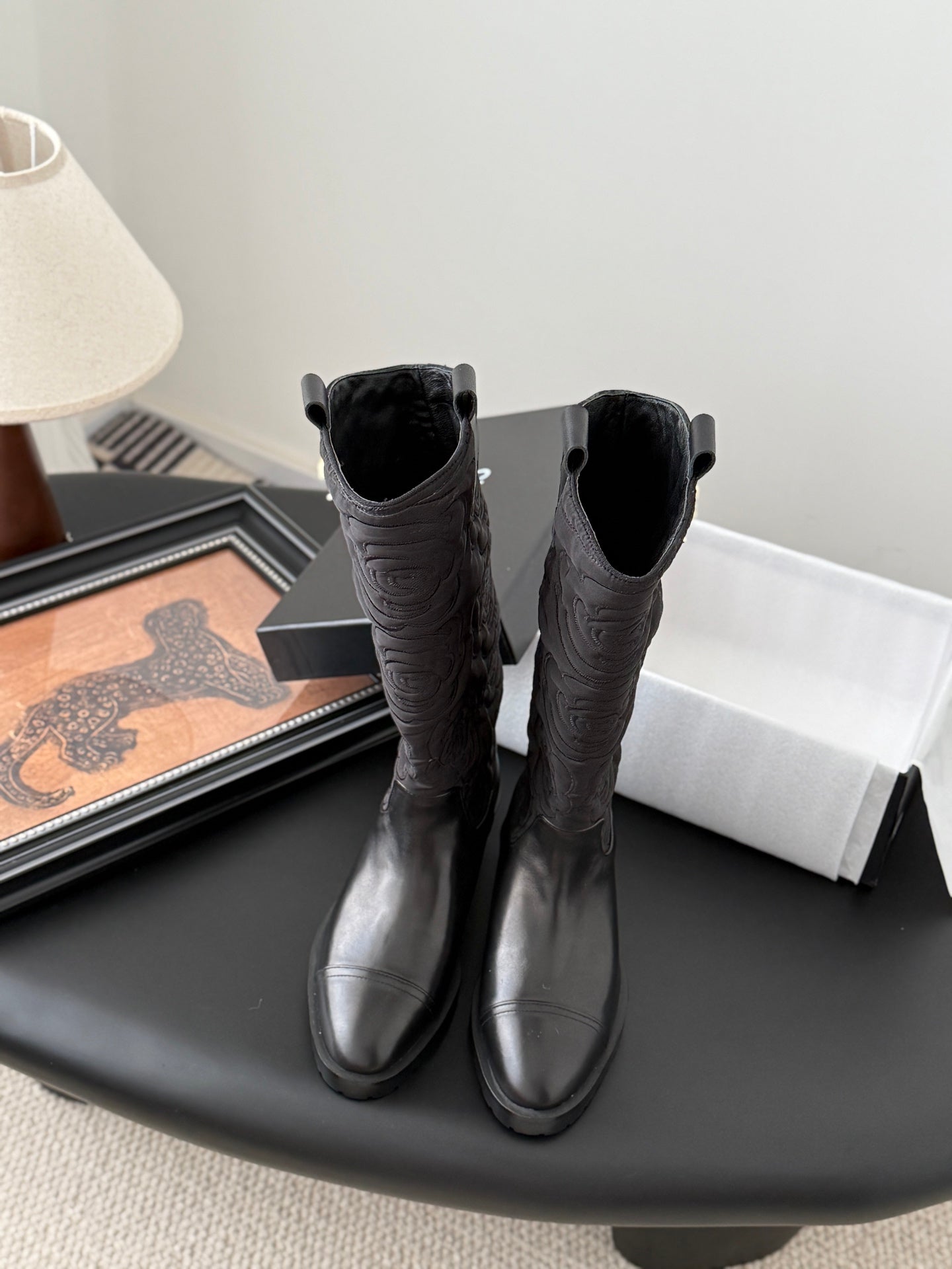 C 25K new rose-printed biker boots