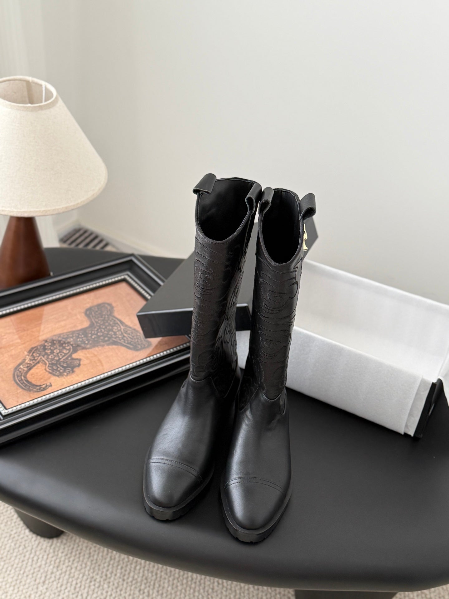 C 25K new rose-printed biker boots