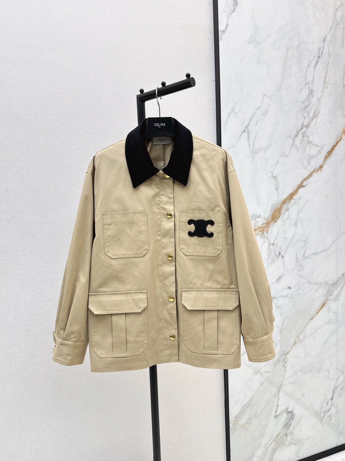 Ce 25 New Collar Pocket Splicing Coat(NAVY/KHAKI)