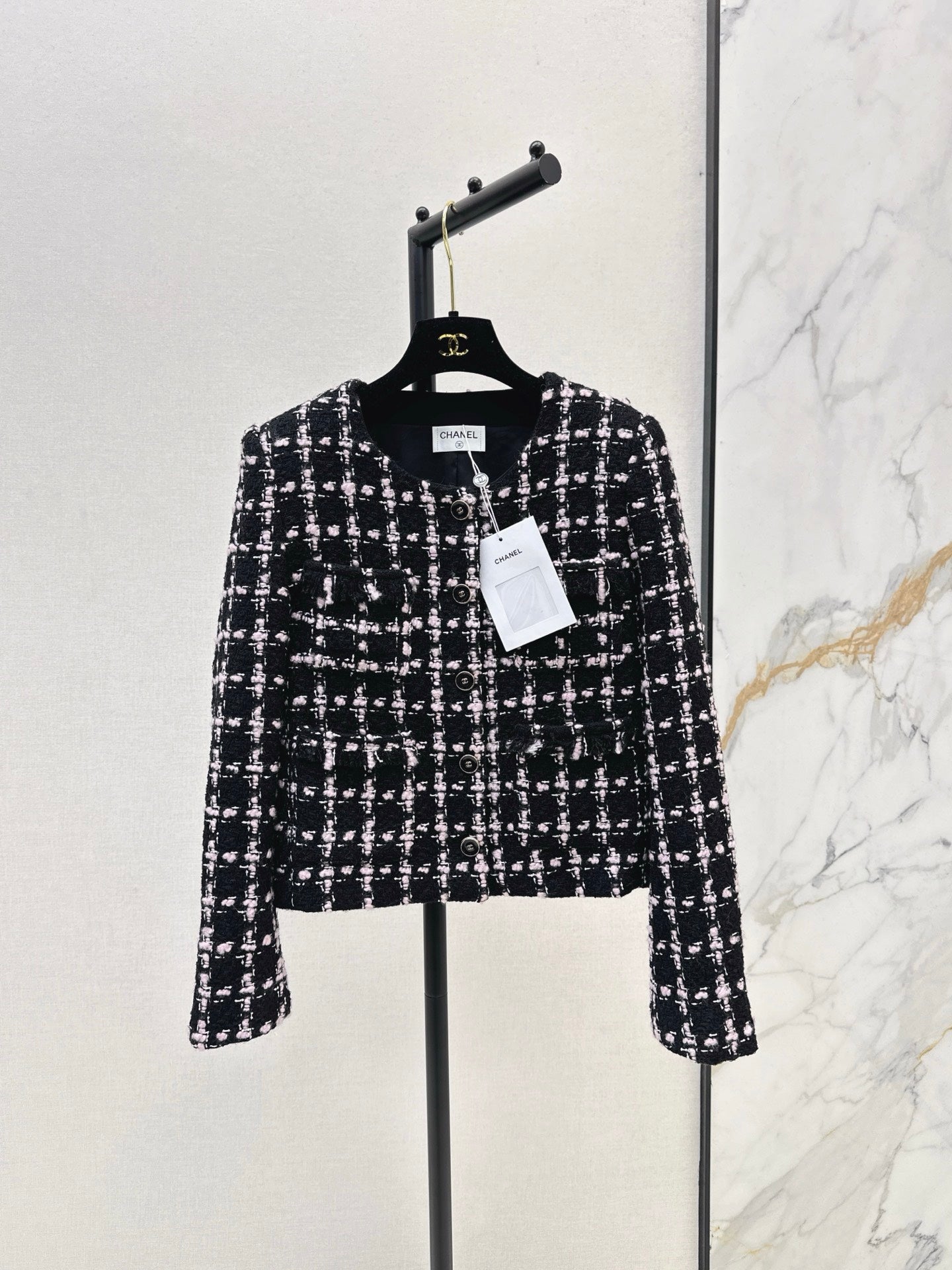 C 25 New style positioning plaid woven short jacket + A-line skirt set🖤
