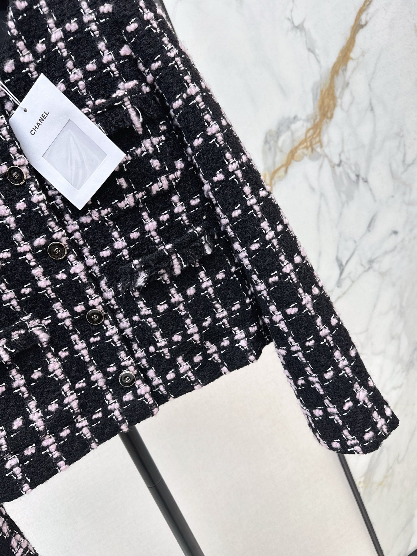 C 25 New style positioning plaid woven short jacket + A-line skirt set🖤
