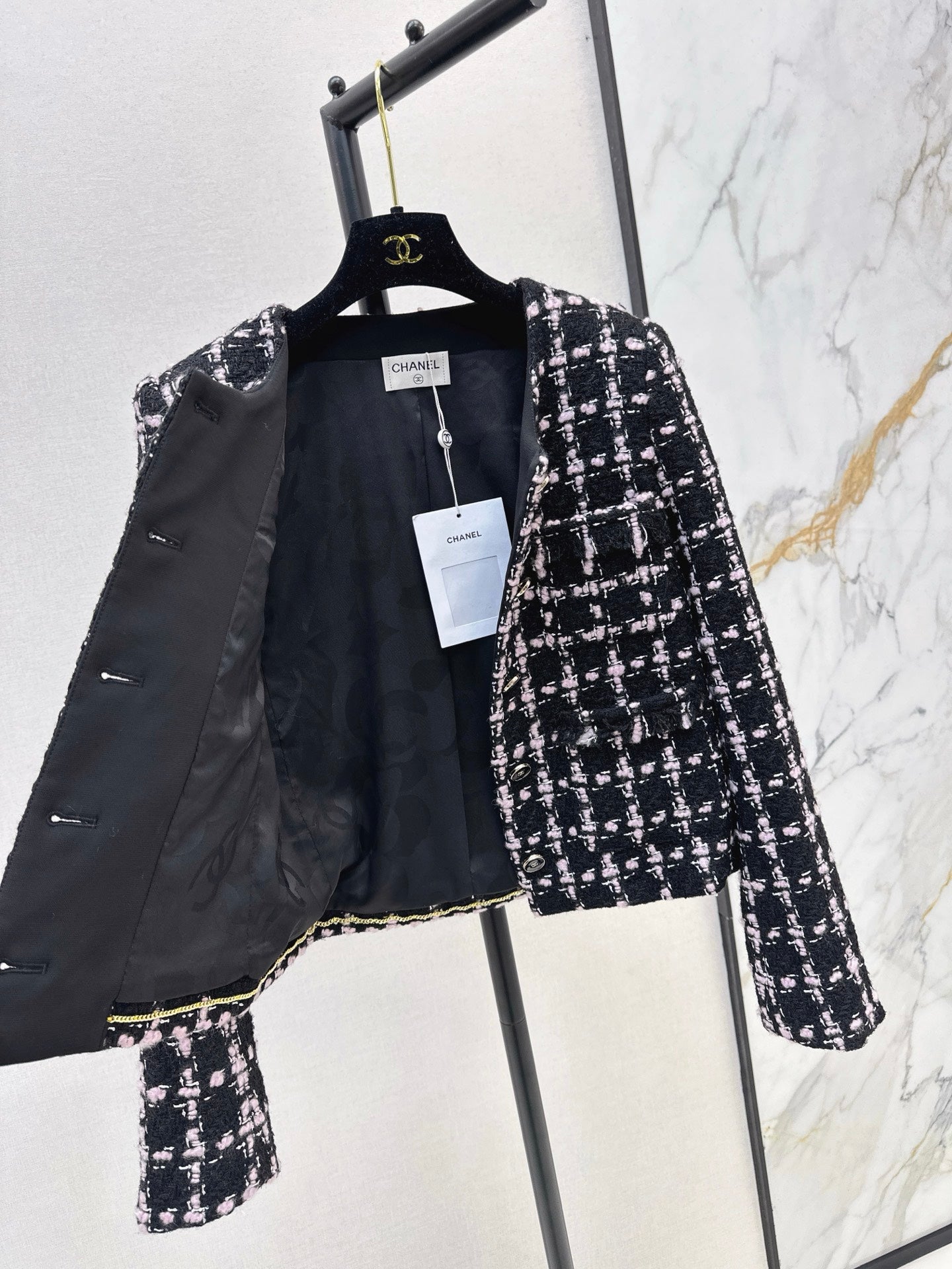 C 25 New style positioning plaid woven short jacket + A-line skirt set🖤