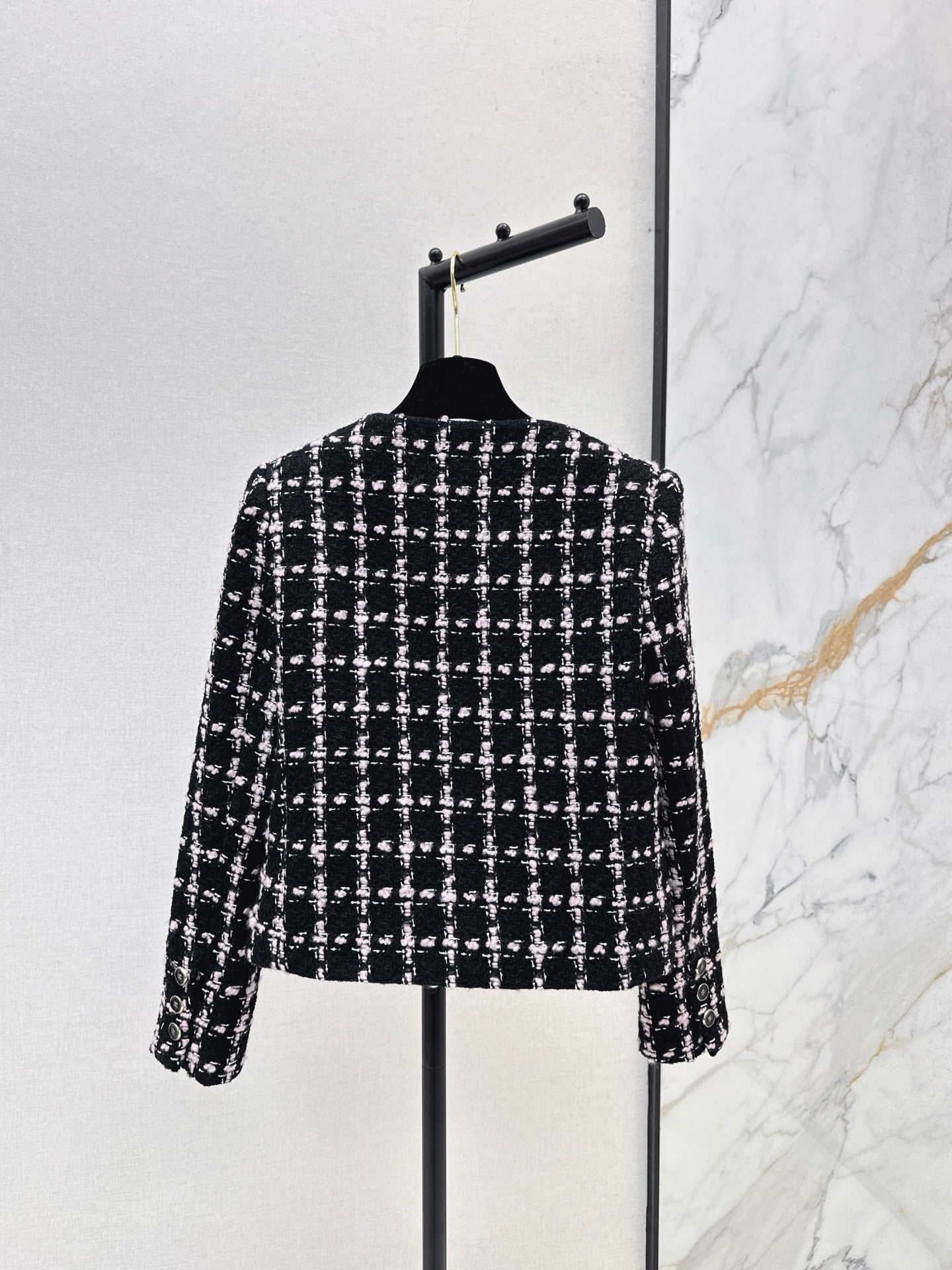 C 25 New style positioning plaid woven short jacket + A-line skirt set🖤