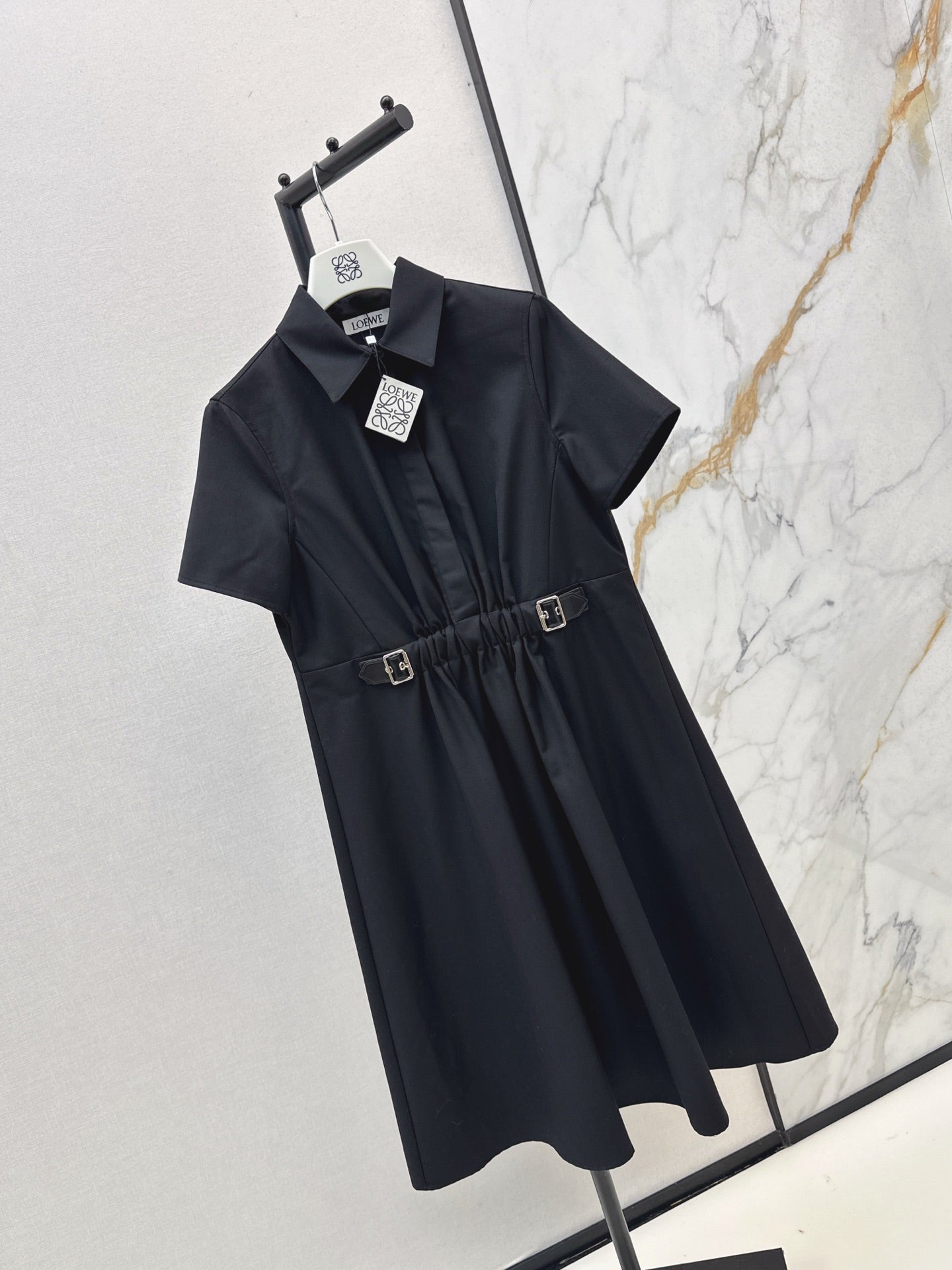 Lo 25 Lapel Leather Button Shirt Dress