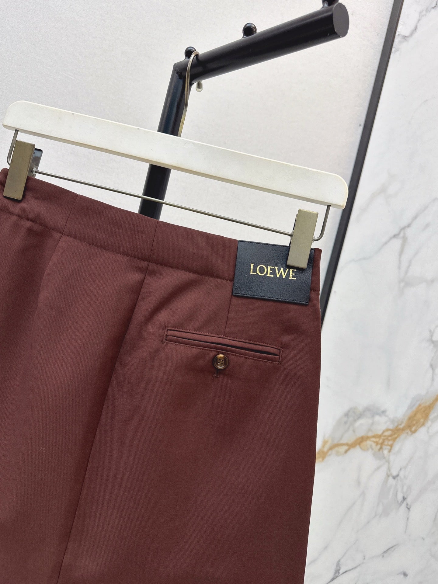 Lo 25 New leather buckle elastic pleated high waist skirt(wine red/BLACK)
