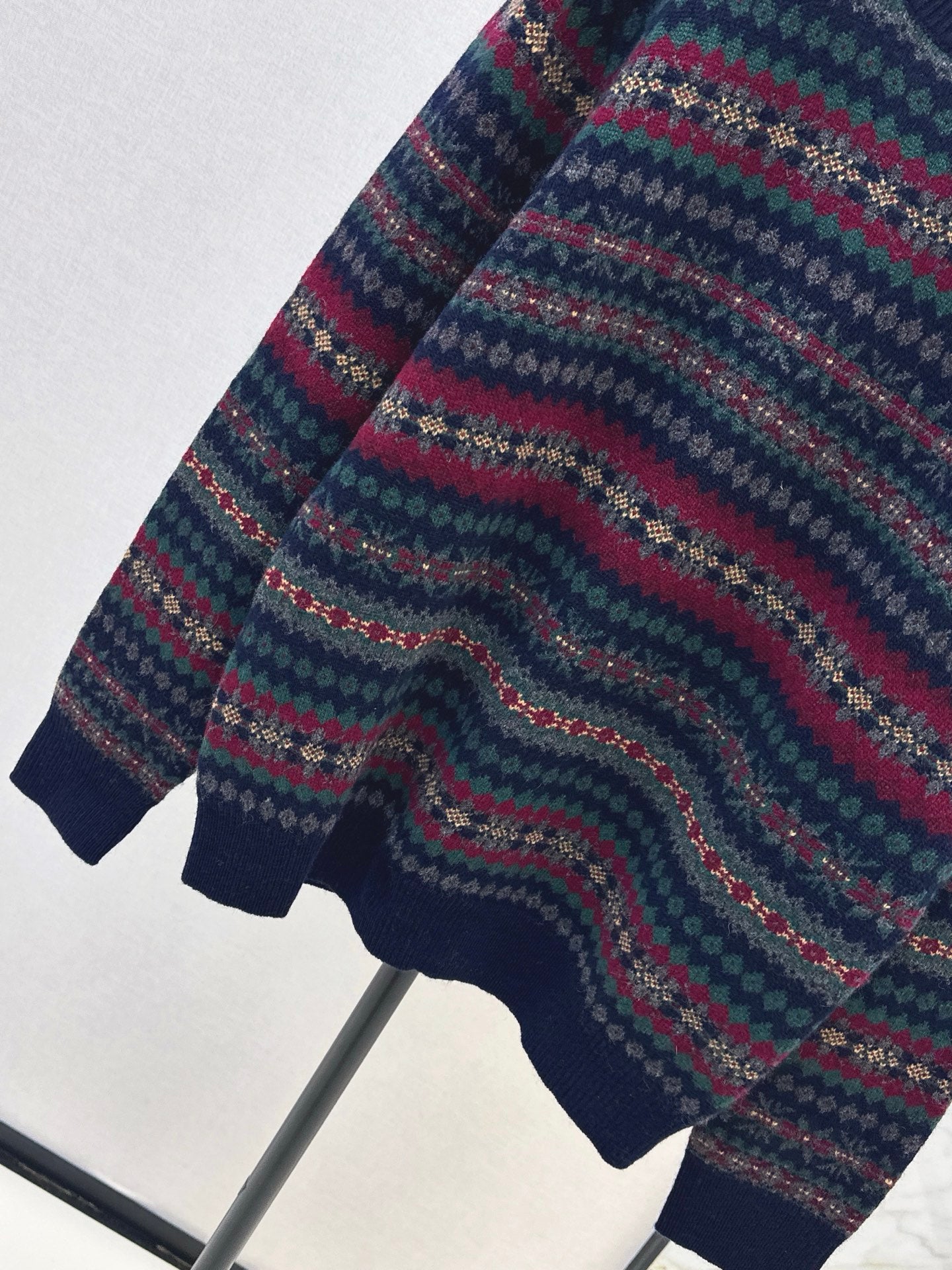 Ral 25 New Fair Isle Intarsia Wool Crew Neck Sweater