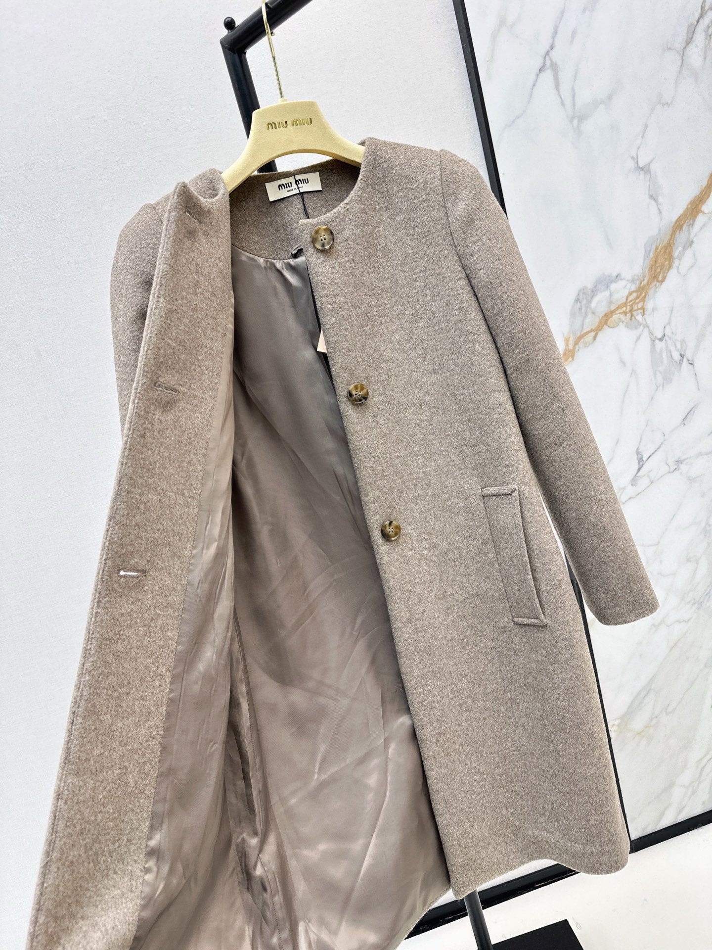 Mi 25 New classic single-breasted wool coat(GRAY/BLACK)