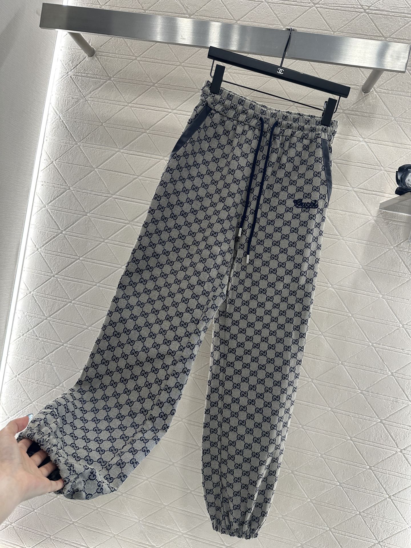 Gu 25 jacquard casual drawstring trousers