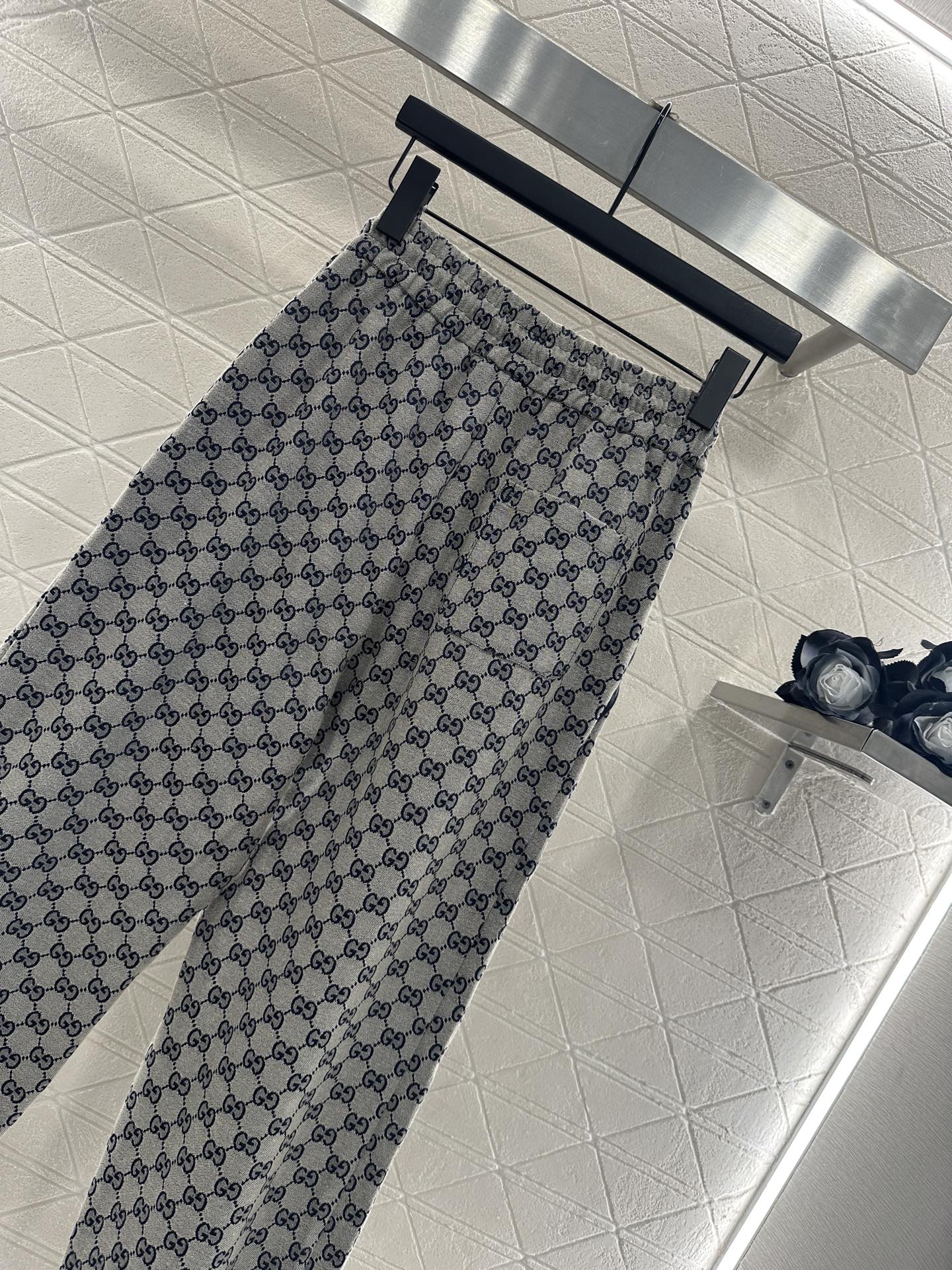 Gu 25 jacquard casual drawstring trousers