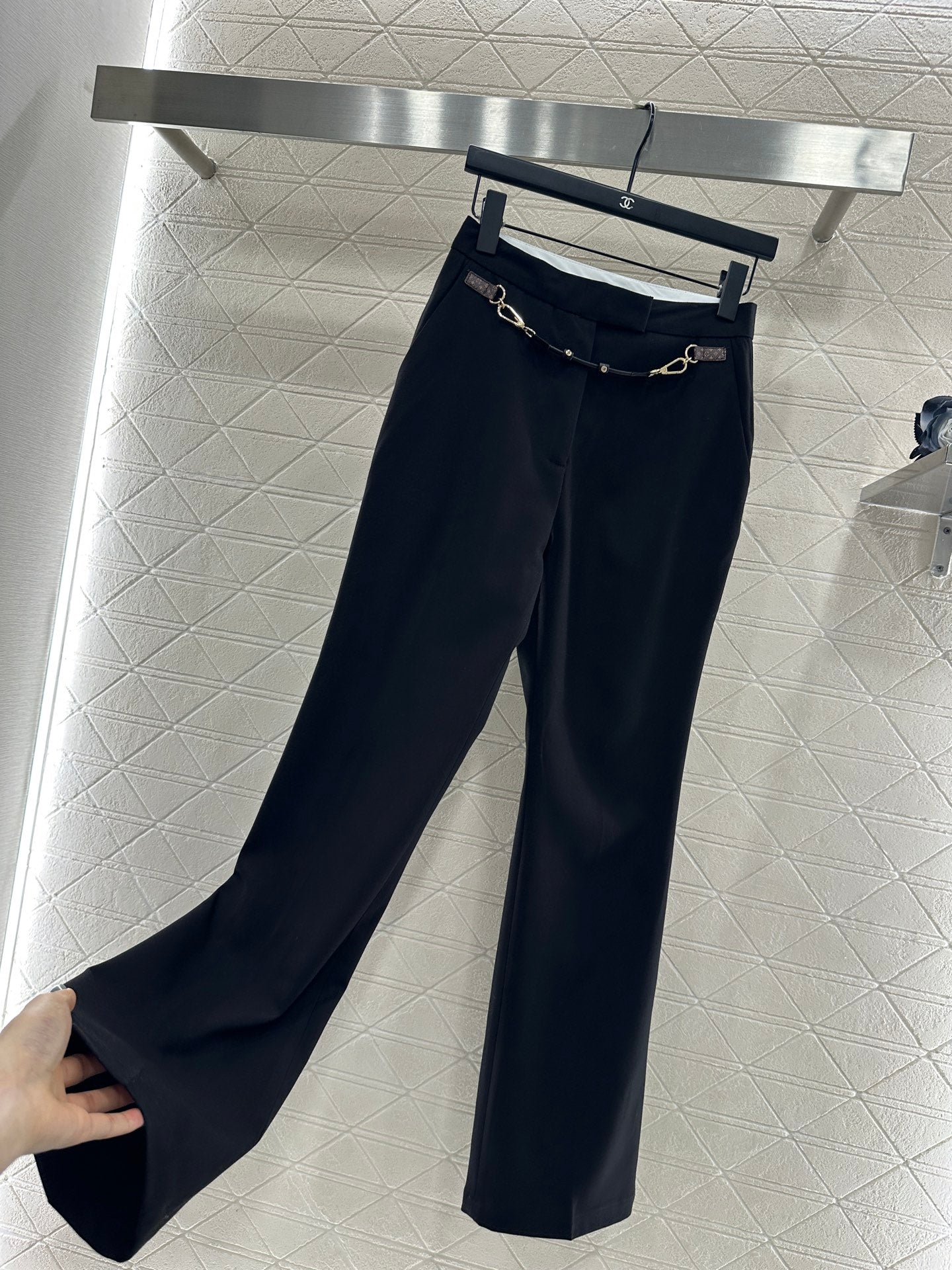 L 25 Leather chain-link straight-leg suit trousers