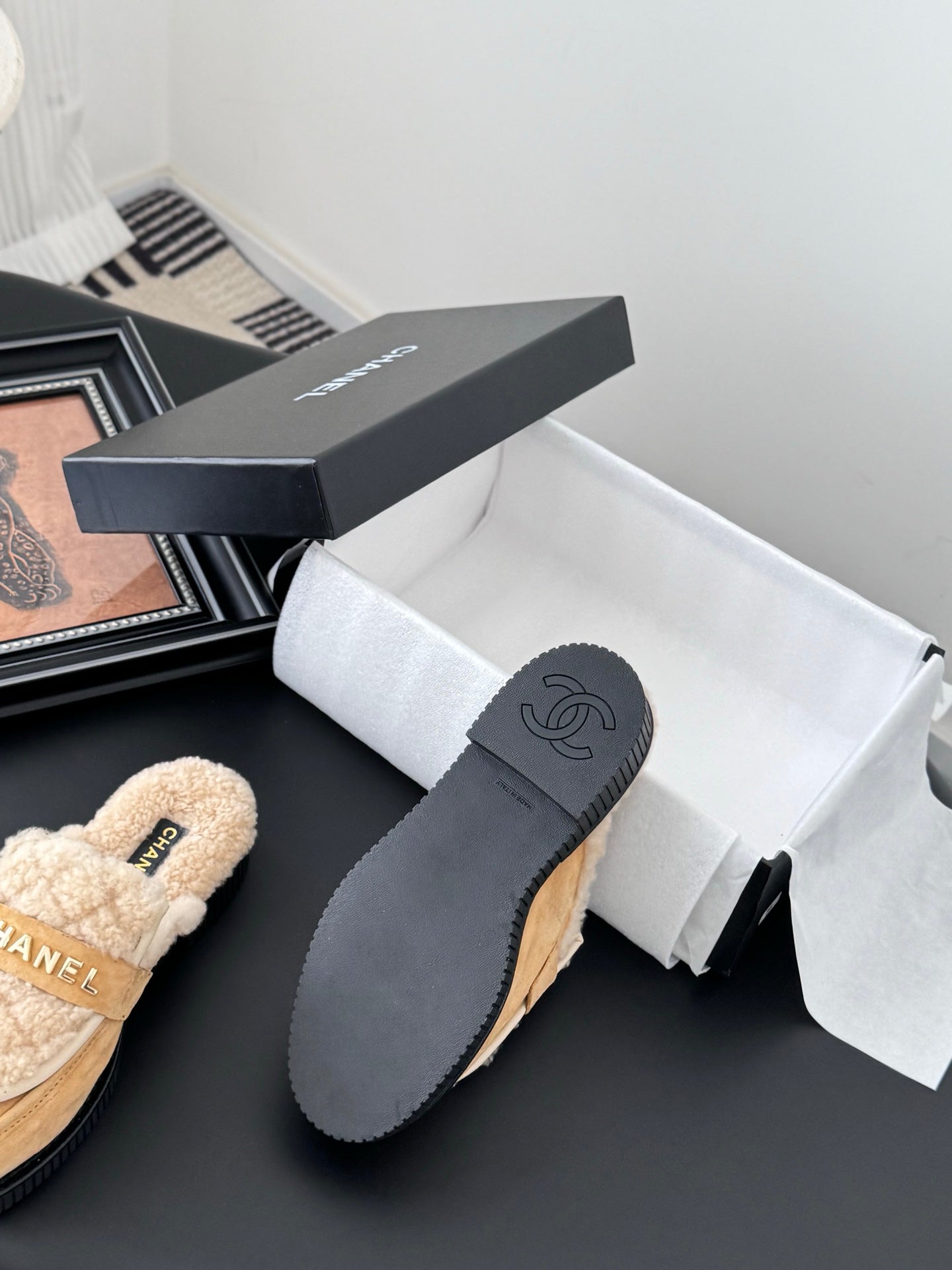 C 25K New furry half slippers(BROWN/BLACK/KHAKI)
