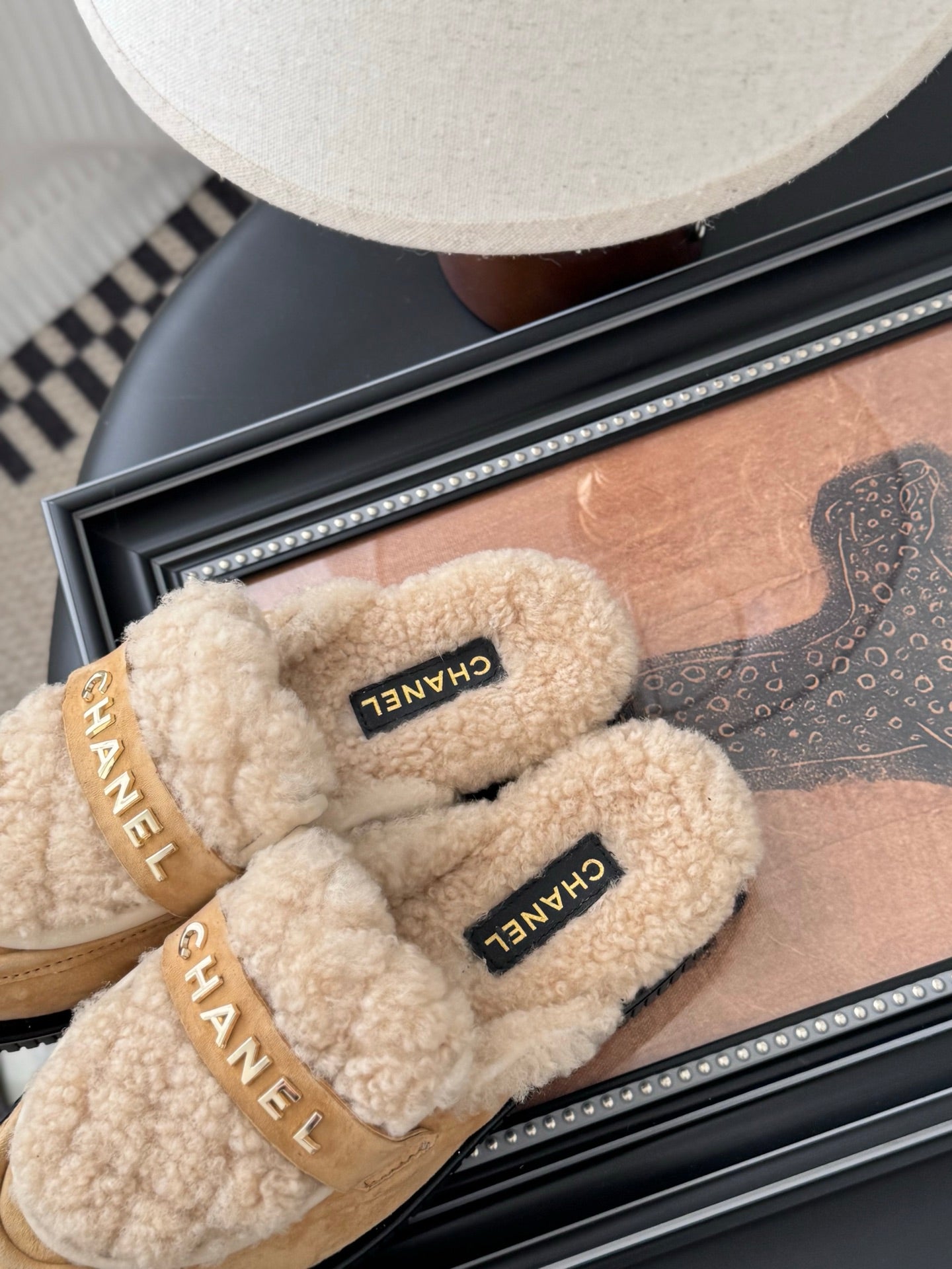 C 25K New furry half slippers(BROWN/BLACK/KHAKI)