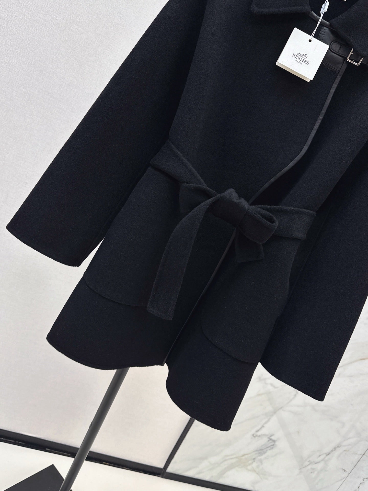 He 25 Sheepskin button wool cashmere coat(BEIGI/BLACK)