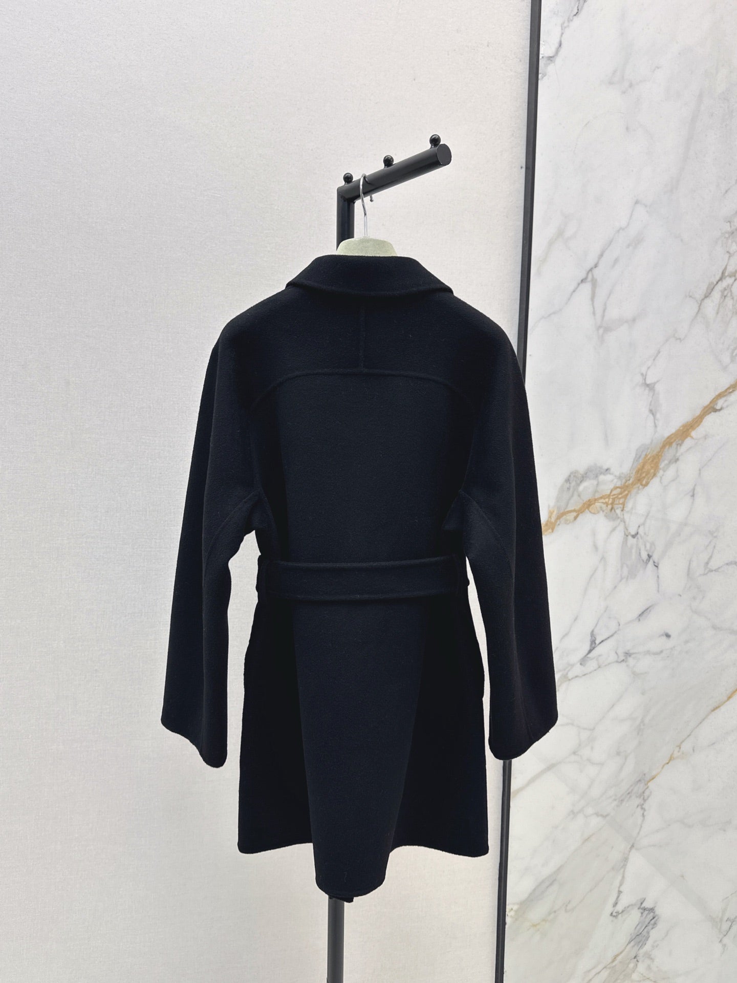 He 25 Sheepskin button wool cashmere coat(BEIGI/BLACK)