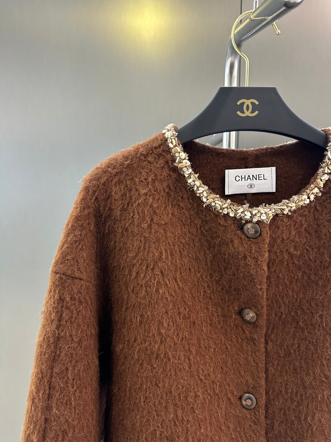 C 25fw Wool Jacket with Imported White Fox Fur Cuffs (Detachable)