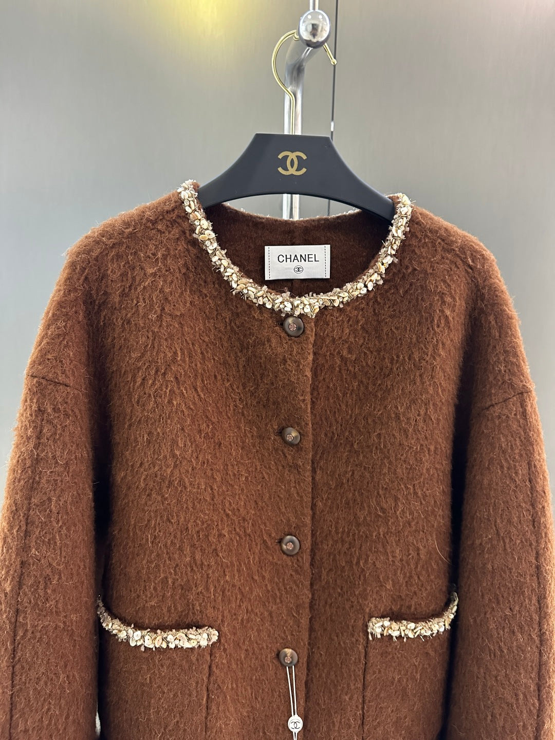 C 25fw Wool Jacket with Imported White Fox Fur Cuffs (Detachable)