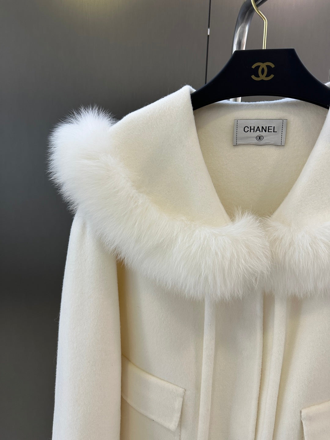 C 25fw New Fox Fur Wool Jacket(WHITE/PINK)