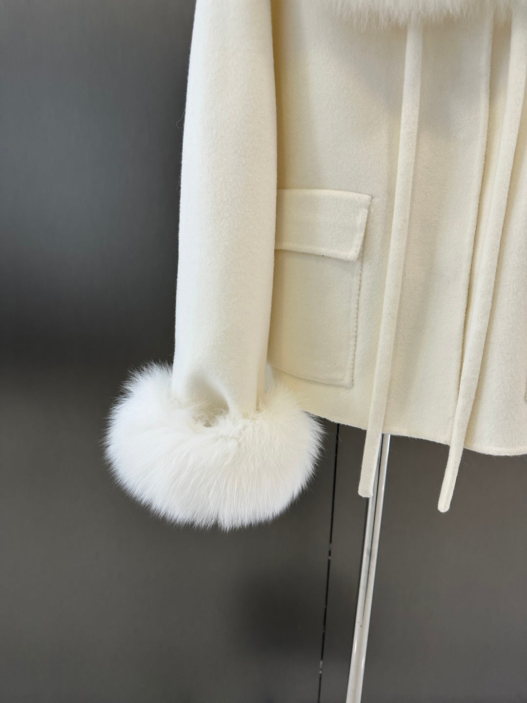 C 25fw New Fox Fur Wool Jacket(WHITE/PINK)