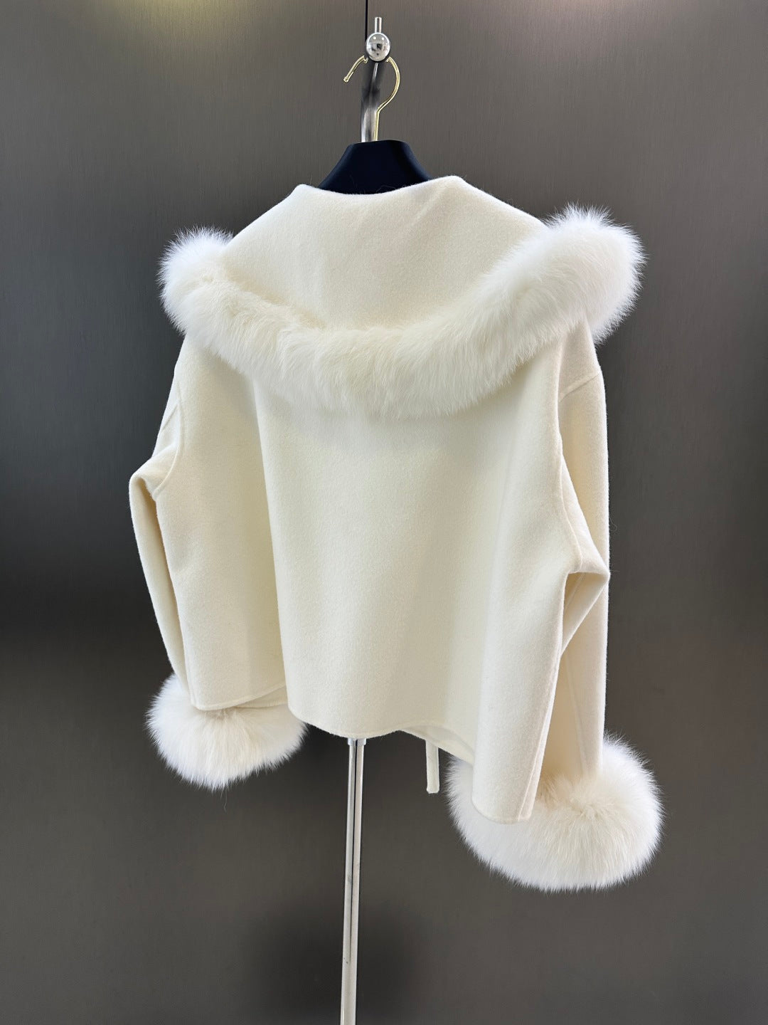 C 25fw New Fox Fur Wool Jacket(WHITE/PINK)