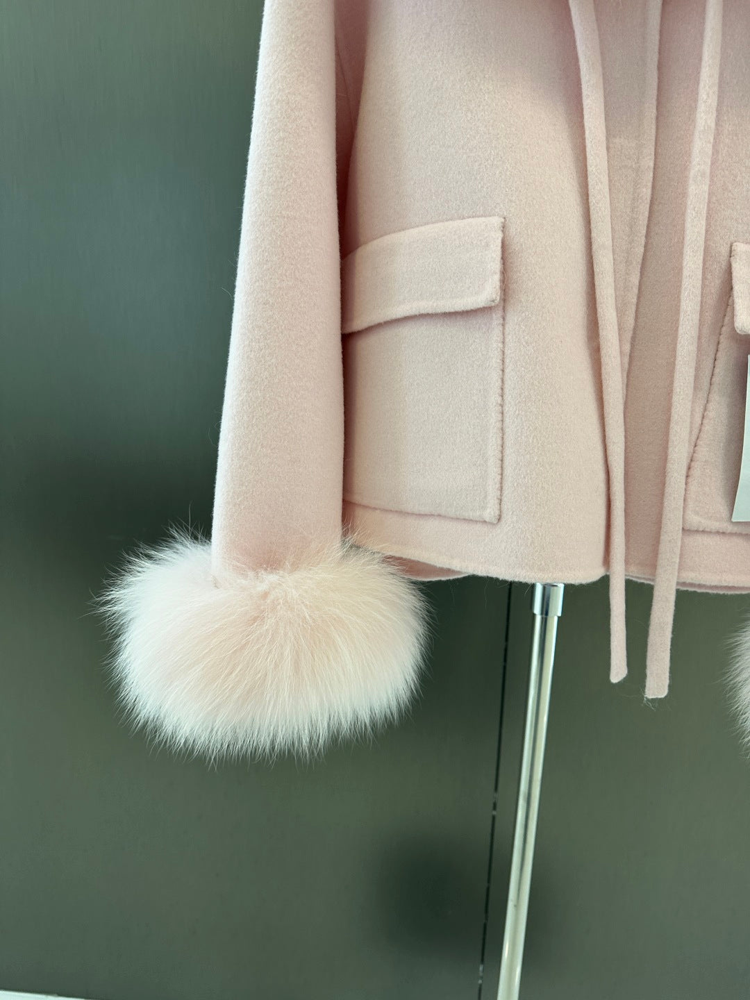 C 25fw New Fox Fur Wool Jacket(WHITE/PINK)