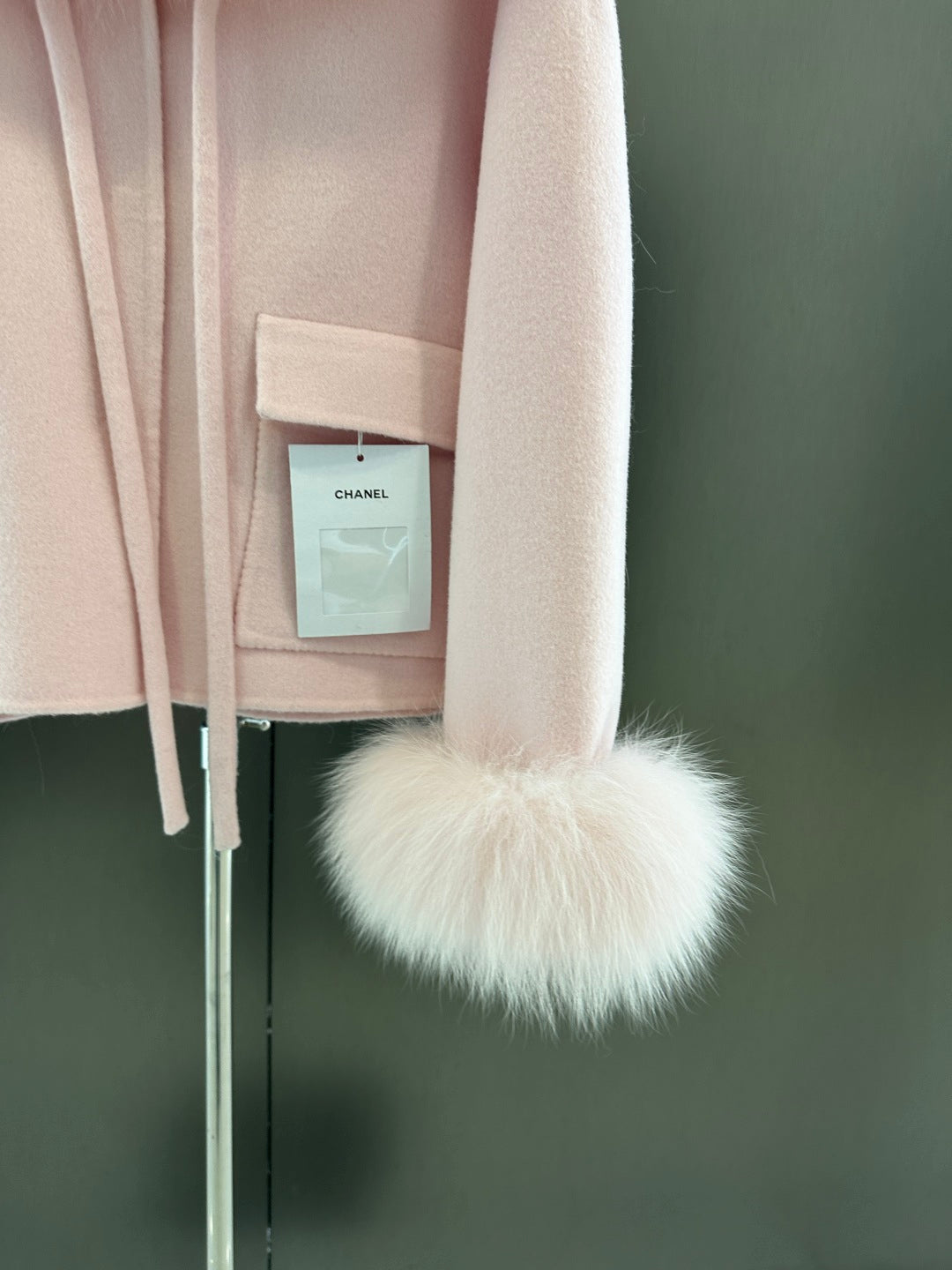 C 25fw New Fox Fur Wool Jacket(WHITE/PINK)