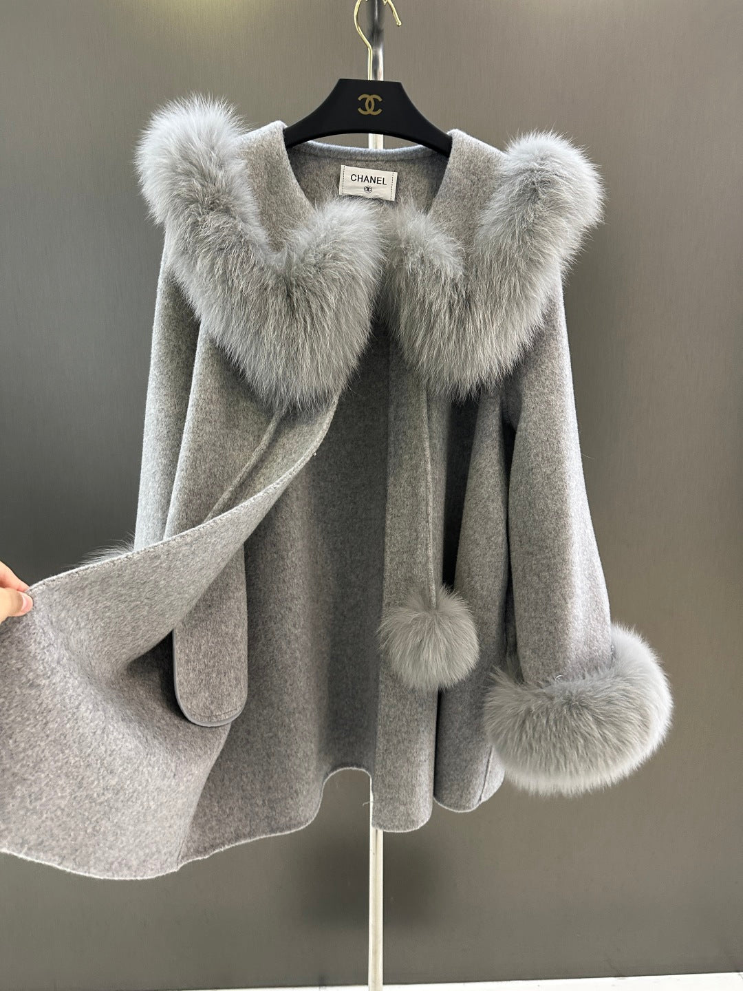 C 25fw New imported white fox fur + Australian superfine wool coat(WHITE/PINK/GRAY)