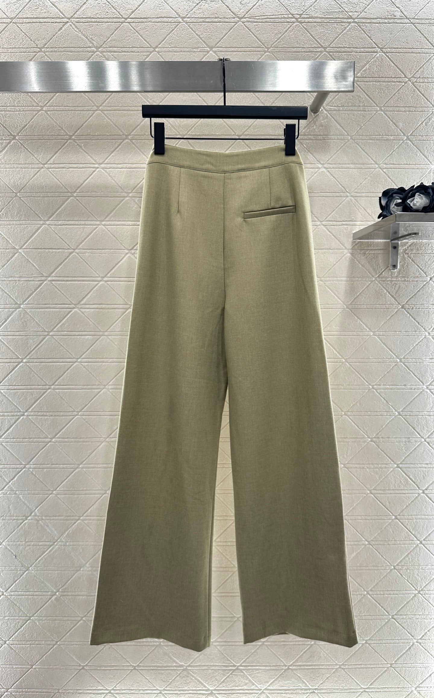 Di 25 Leather collar jacket and trousers suit(KHAKI/BLACK)