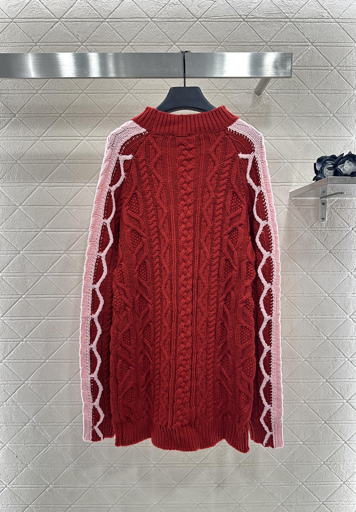 C 25 Cable-knit contrast crochet wool sweater dress