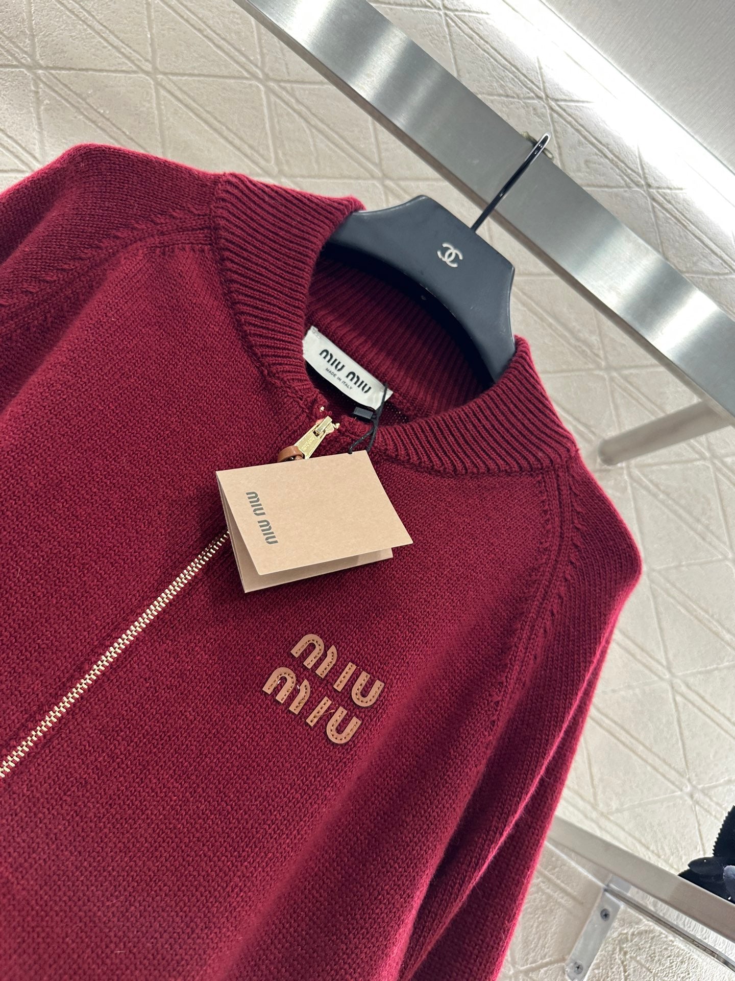 Mi 25 Zippered knit wool cardigan