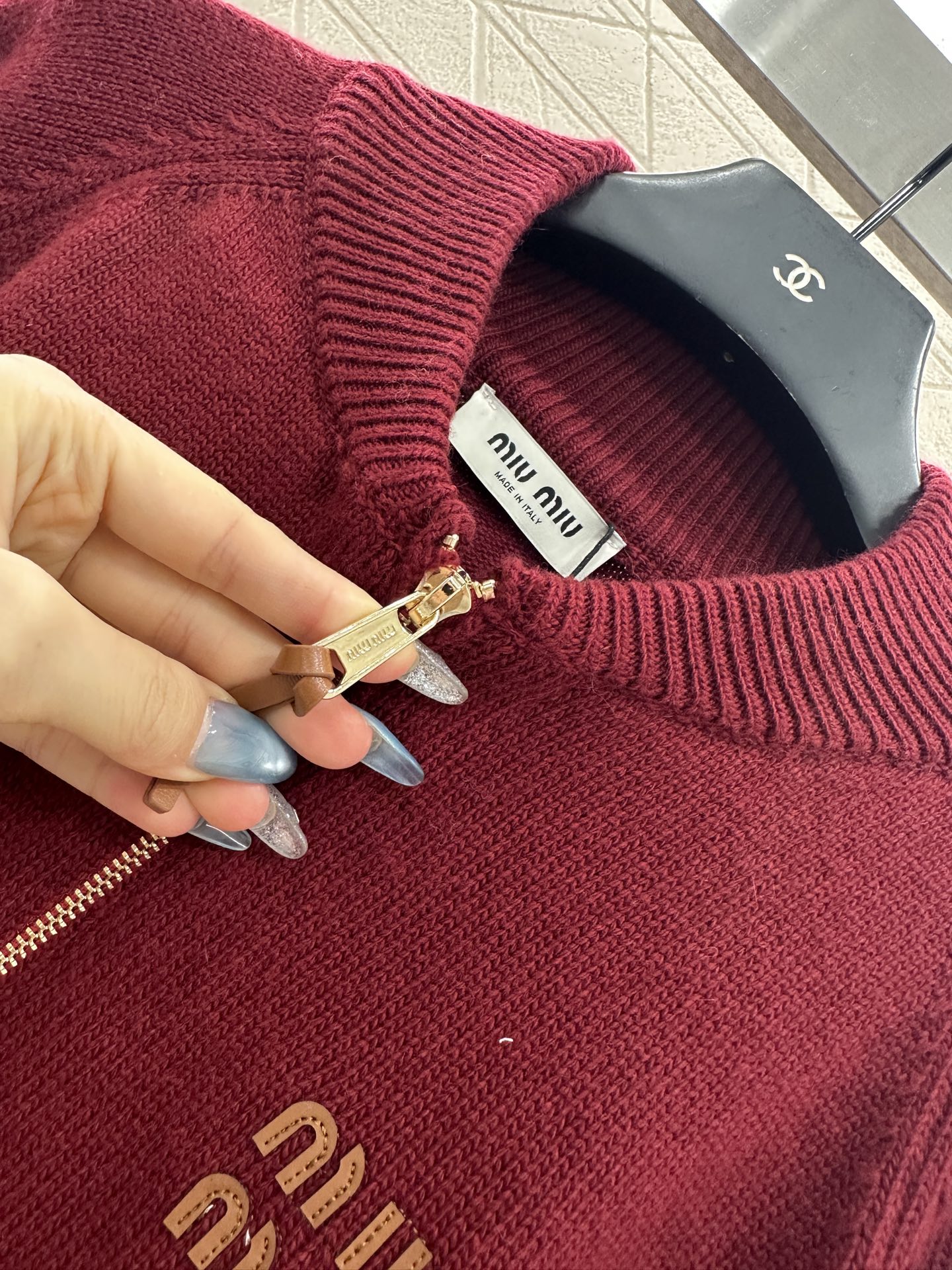 Mi 25 Zippered knit wool cardigan