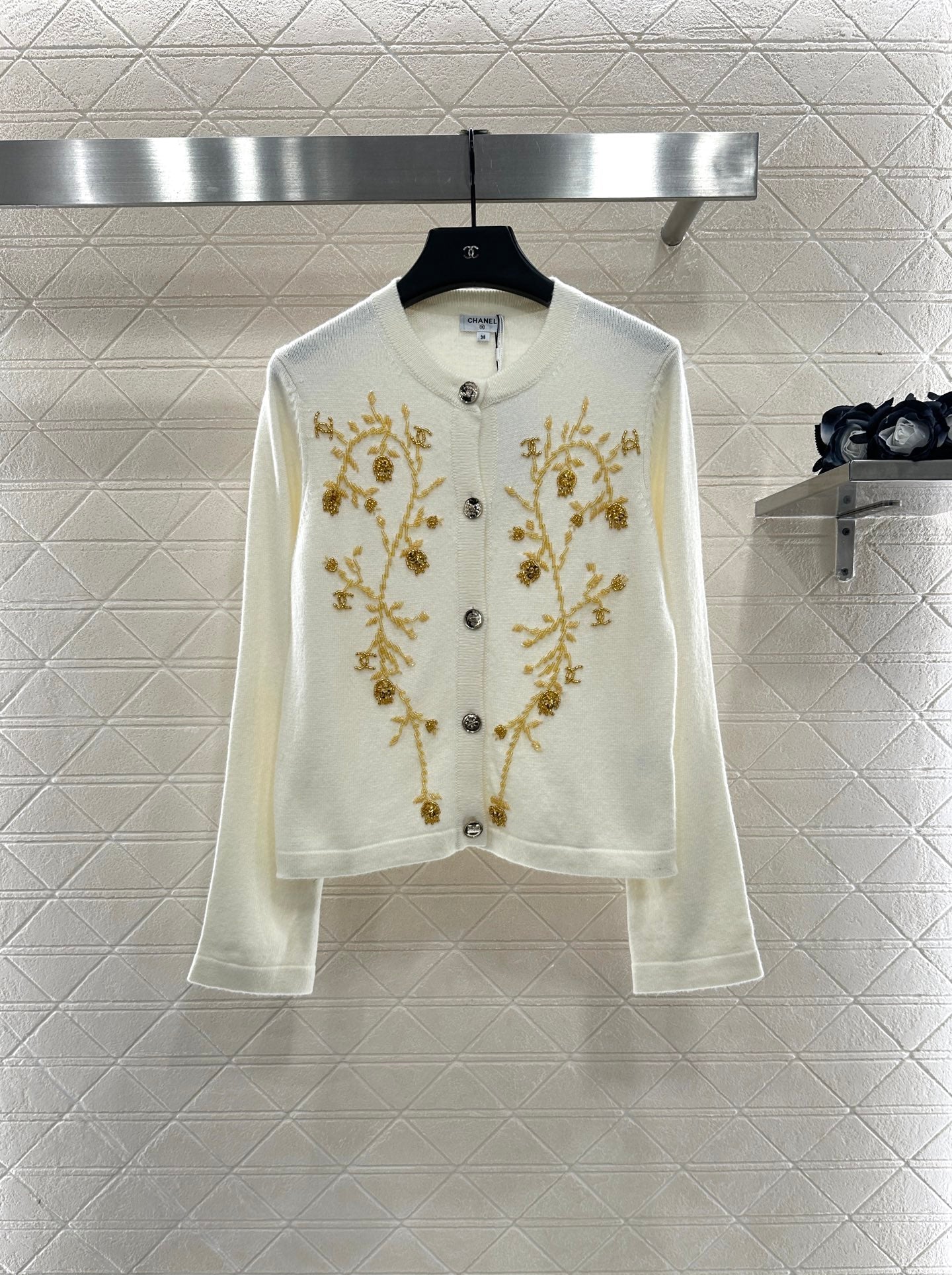 C 25 Beaded Knit Cashmere Cardigan