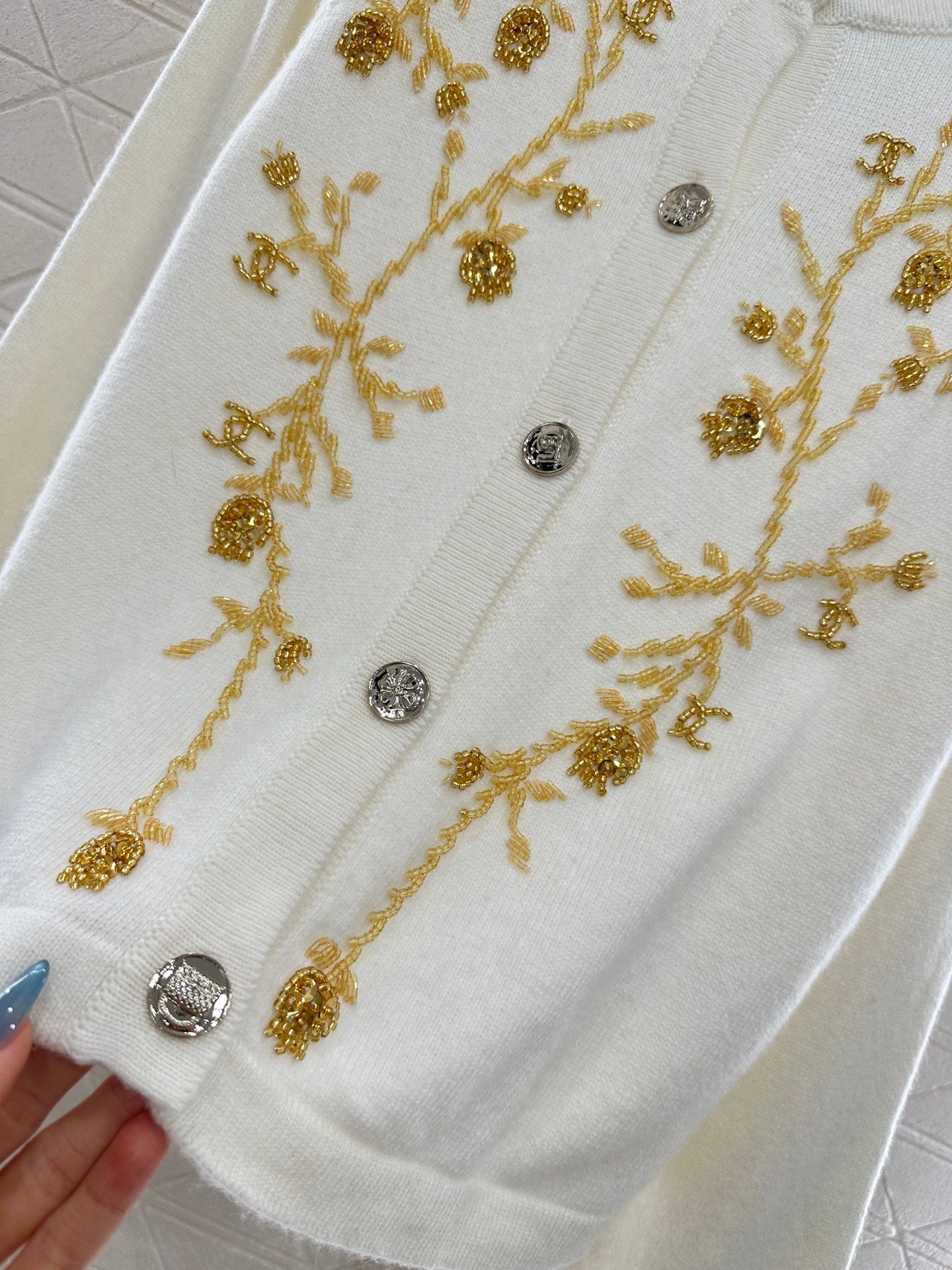 C 25 Beaded Knit Cashmere Cardigan