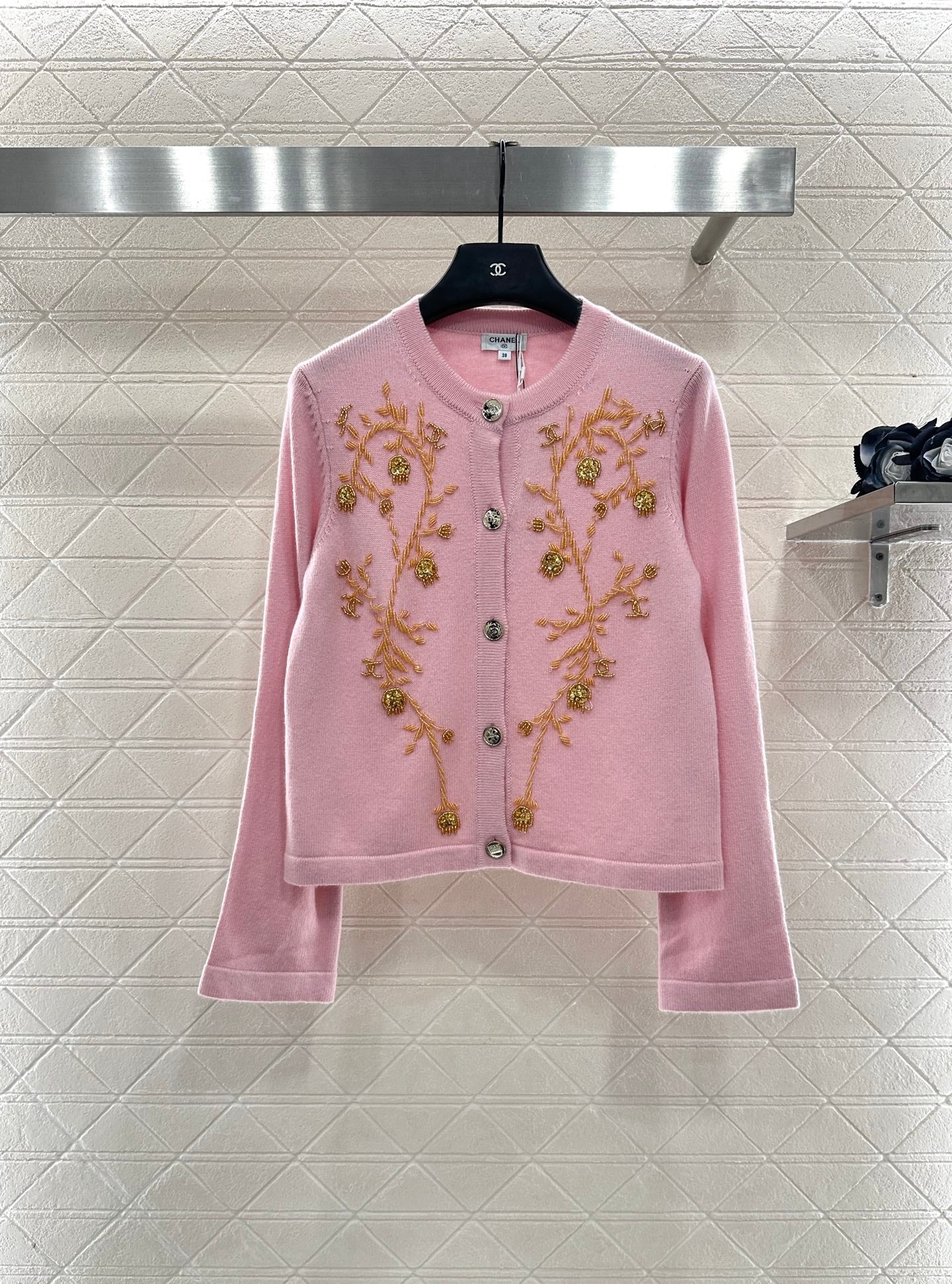 C 25 Beaded Knit Cashmere Cardigan