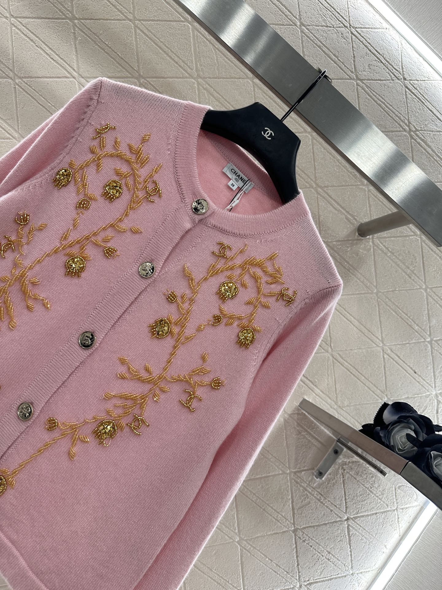 C 25 Beaded Knit Cashmere Cardigan
