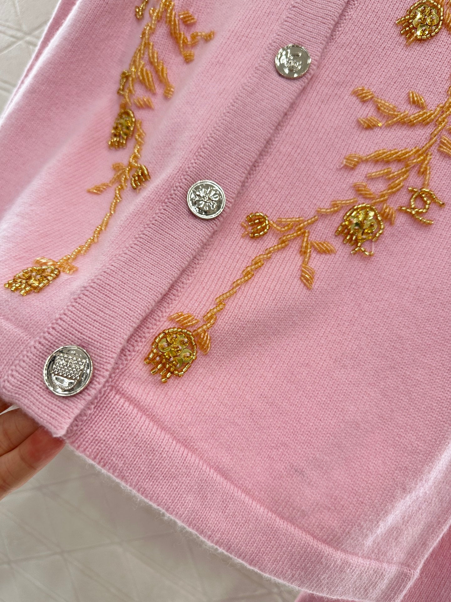 C 25 Beaded Knit Cashmere Cardigan