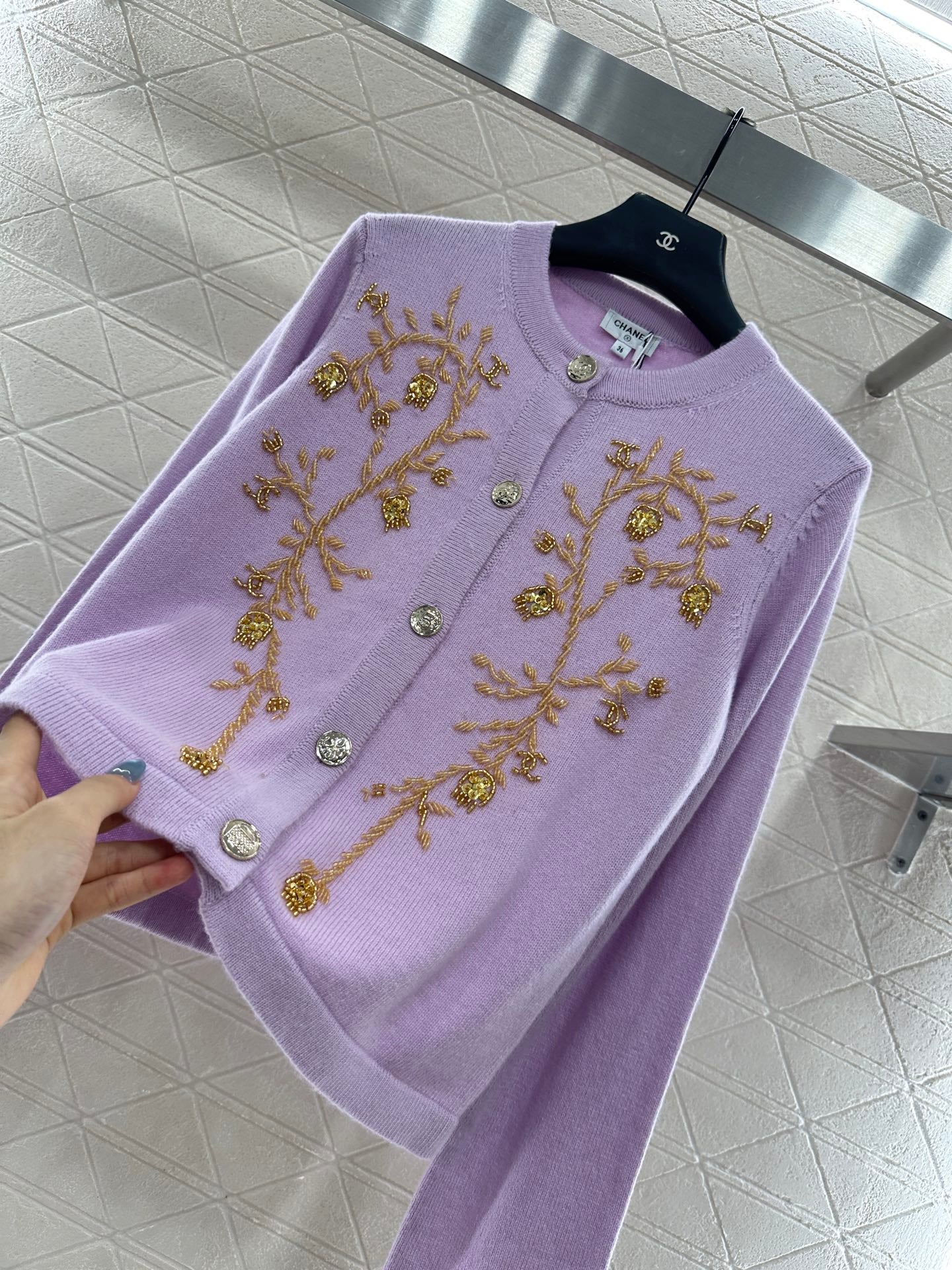 C 25 Beaded Knit Cashmere Cardigan