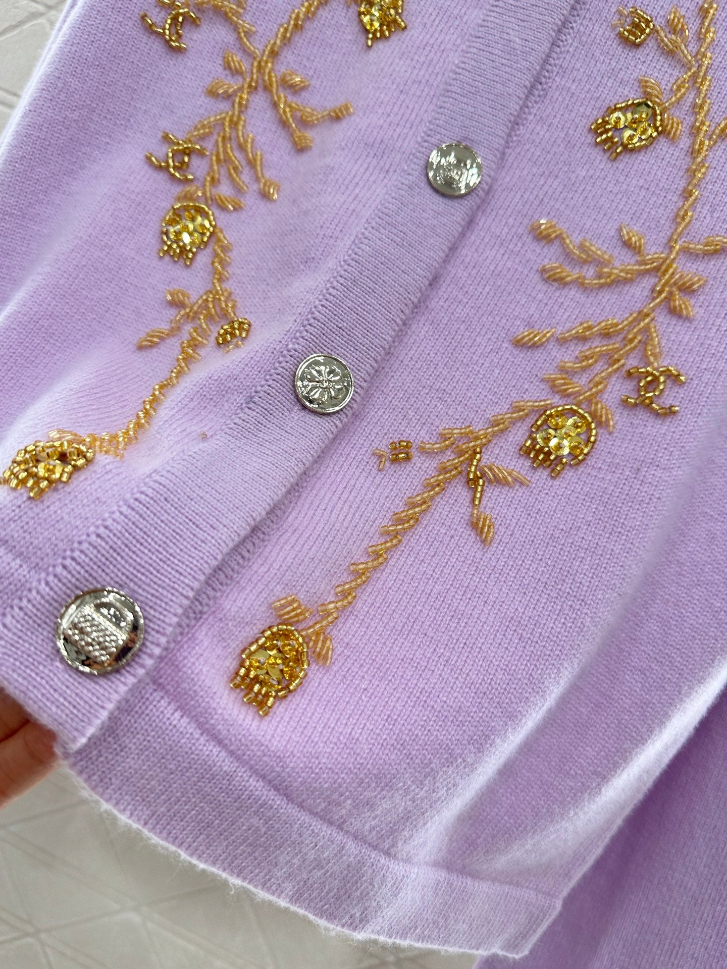 C 25 Beaded Knit Cashmere Cardigan