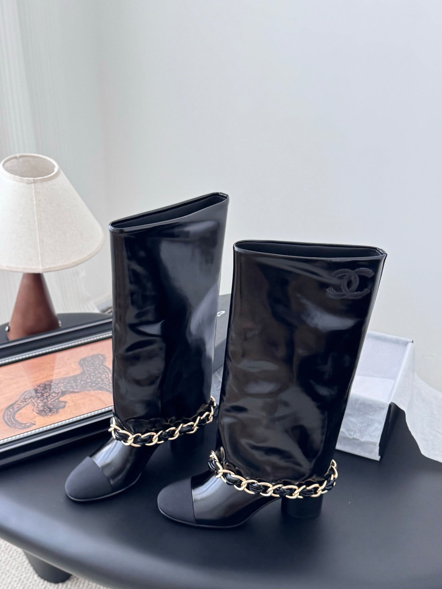 C 25K New Chain Boots(Black/Glossy Black)