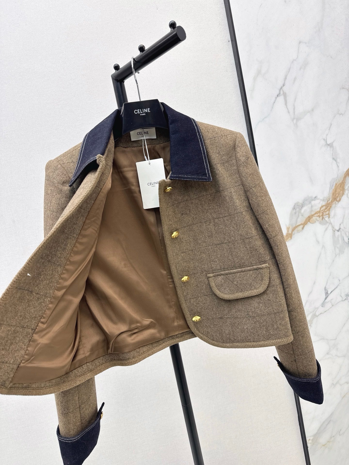 Ce 25 New denim patchwork short jacket