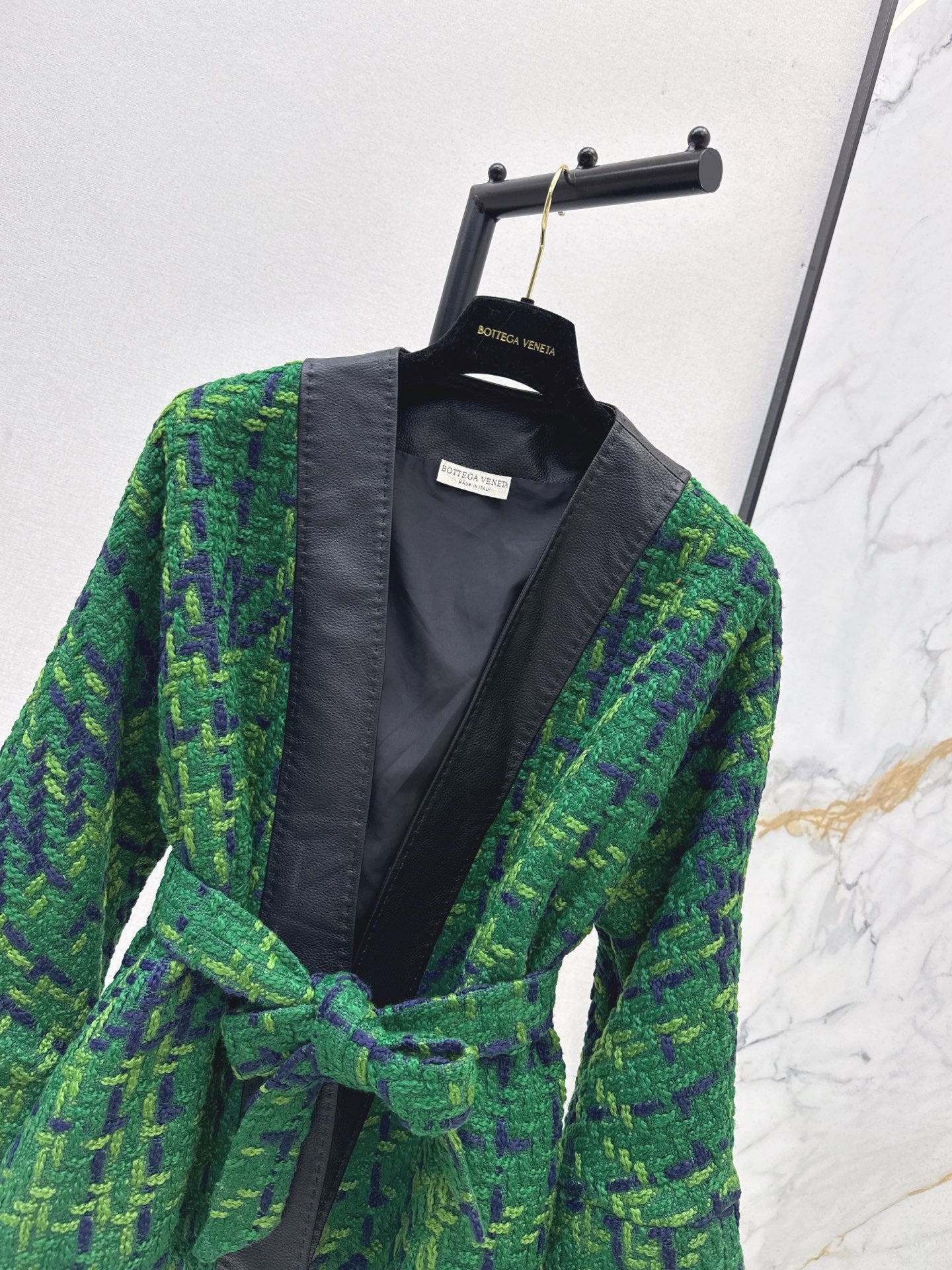 Bot 25 New leather trim woven woolen jacket(RED/GREEN/BLACK)