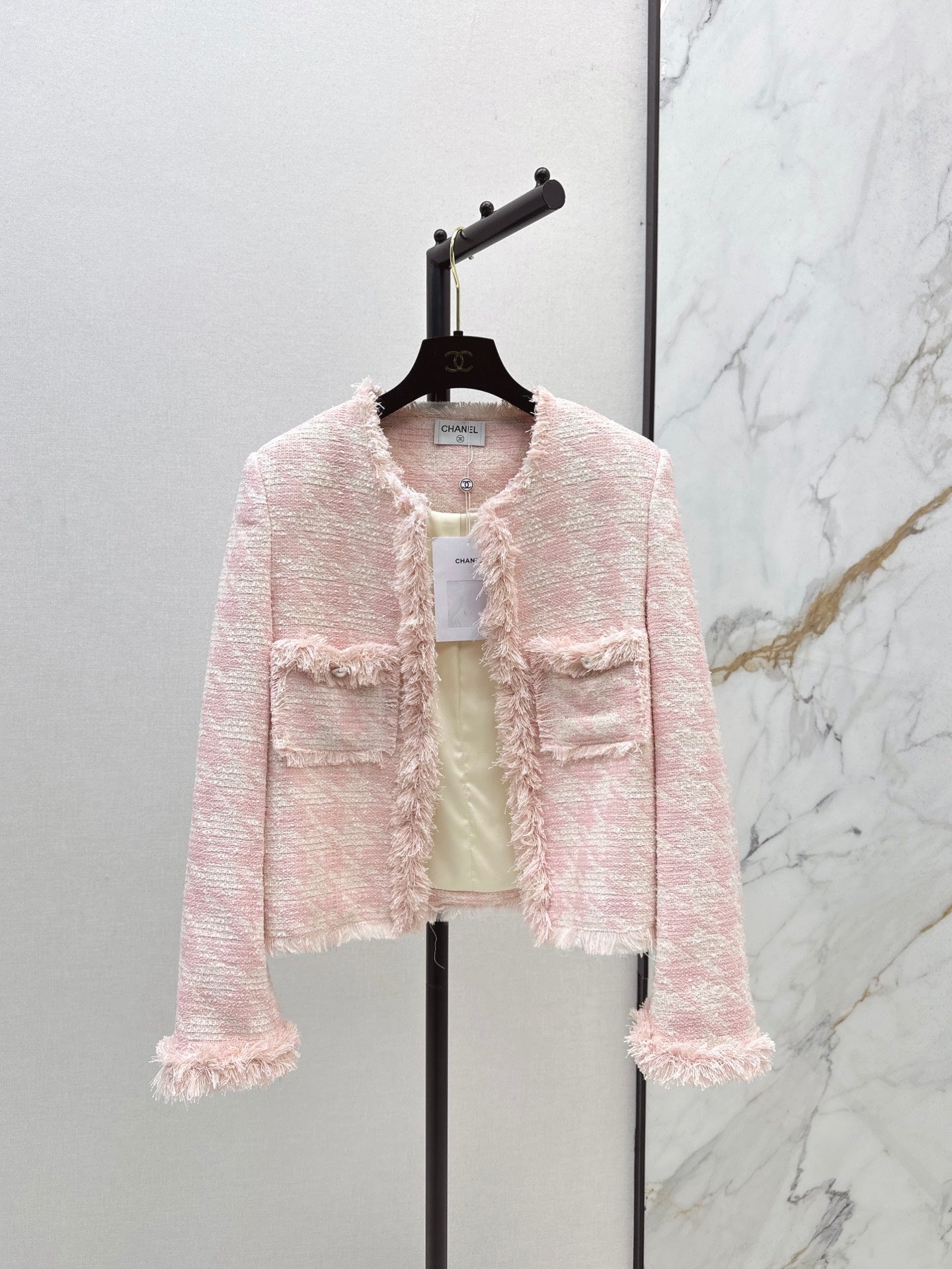 C 25 New Woven Tweed Fringe Jacket