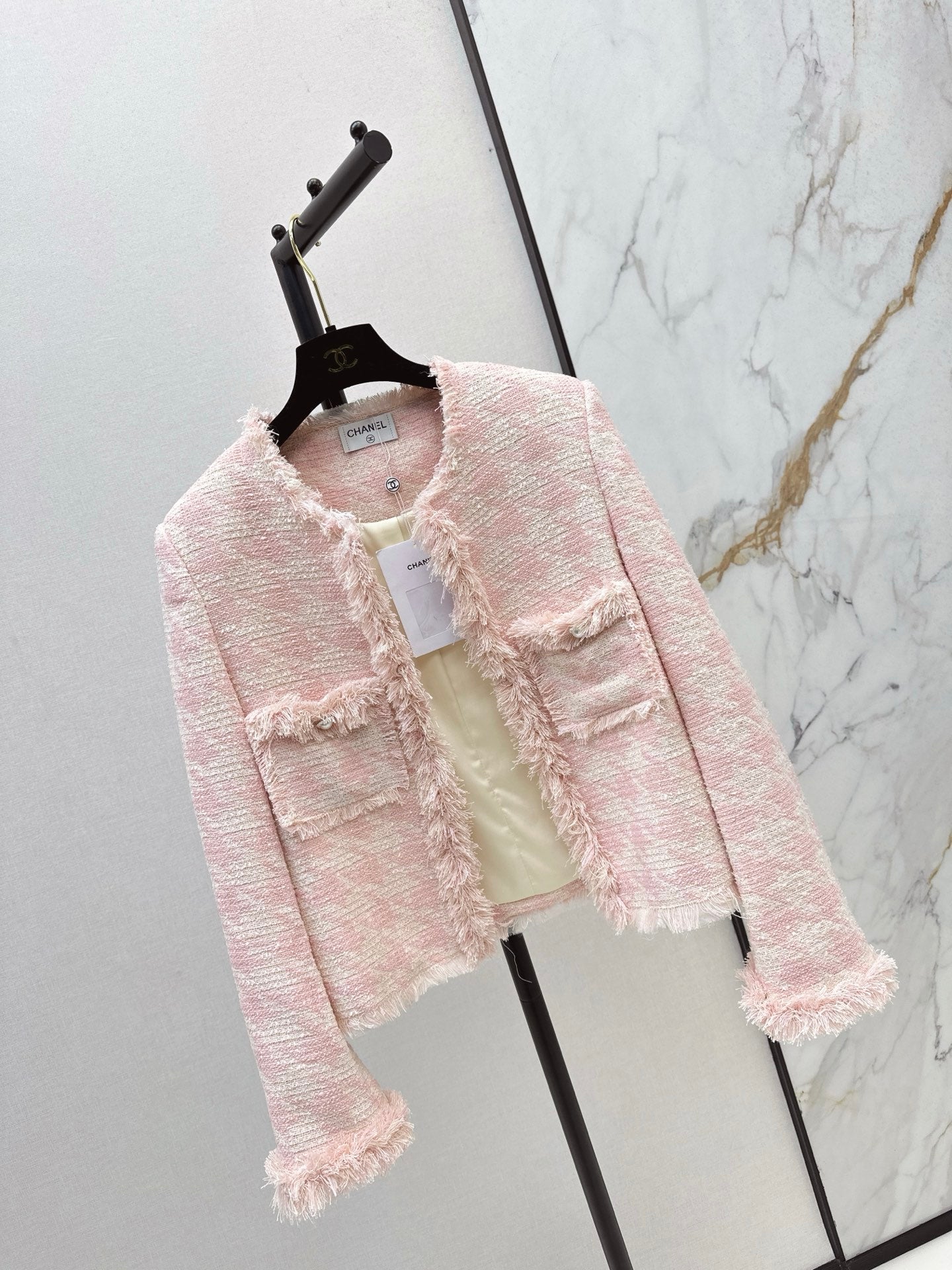 C 25 New Woven Tweed Fringe Jacket