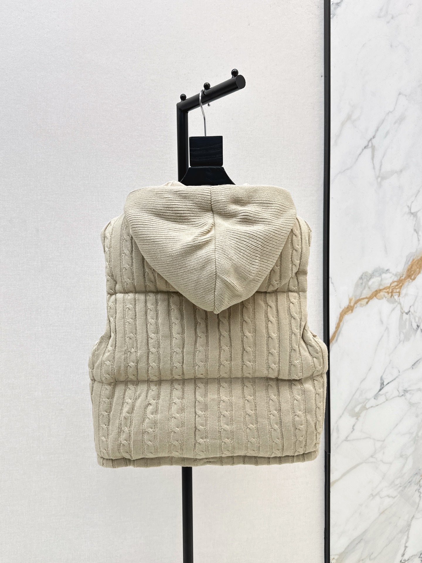 Lor 25 New Cable Knit Shell Down Vest Jacket(GRYA/BEIGI)