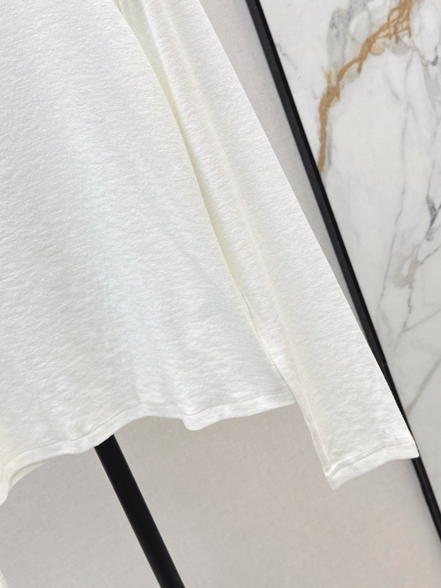 Lo 25 New hardware decoration pure cotton long sleeve bottoming shirt(WHITE/BLACK)