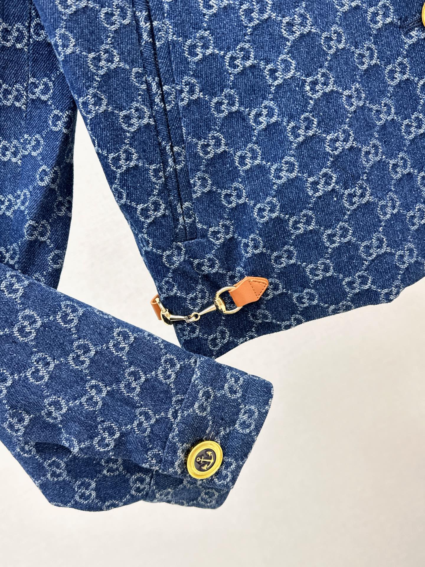 Gu 25 New classic logo jacquard denim jacket