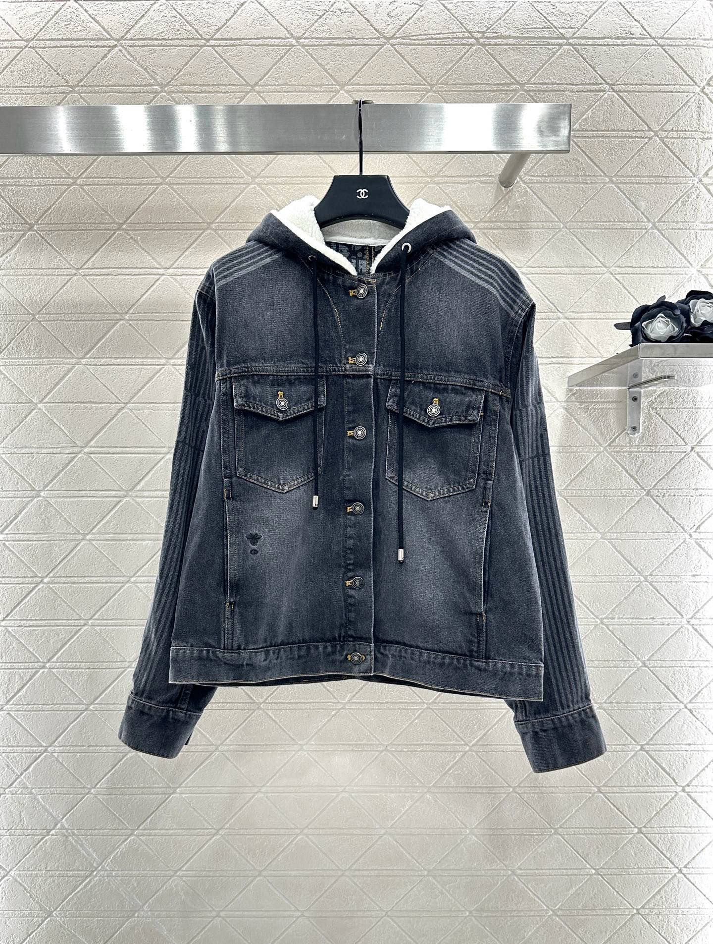 Di 25 Hooded plush denim jacket+pants set