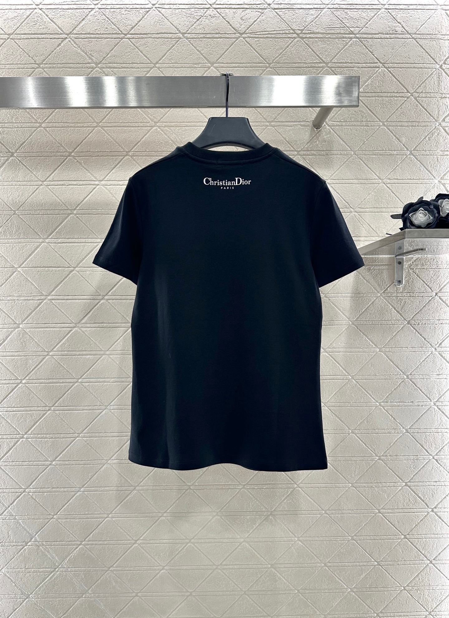 Di 25 Oriental element printed cotton short-sleeved shirt(BLACK/WHITE)