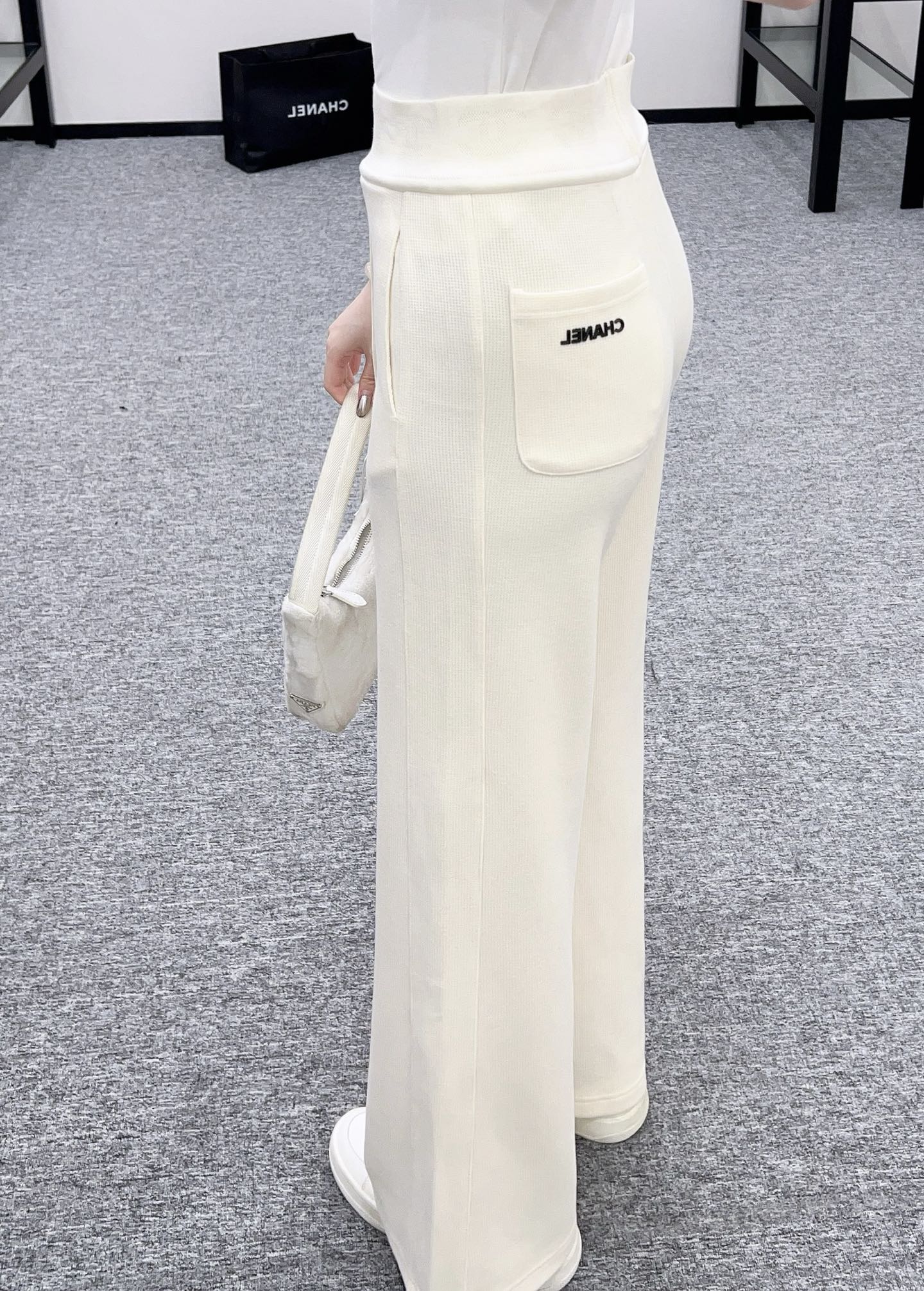 C 25 Drawstring wide leg pants(BEIGI/GRAY)