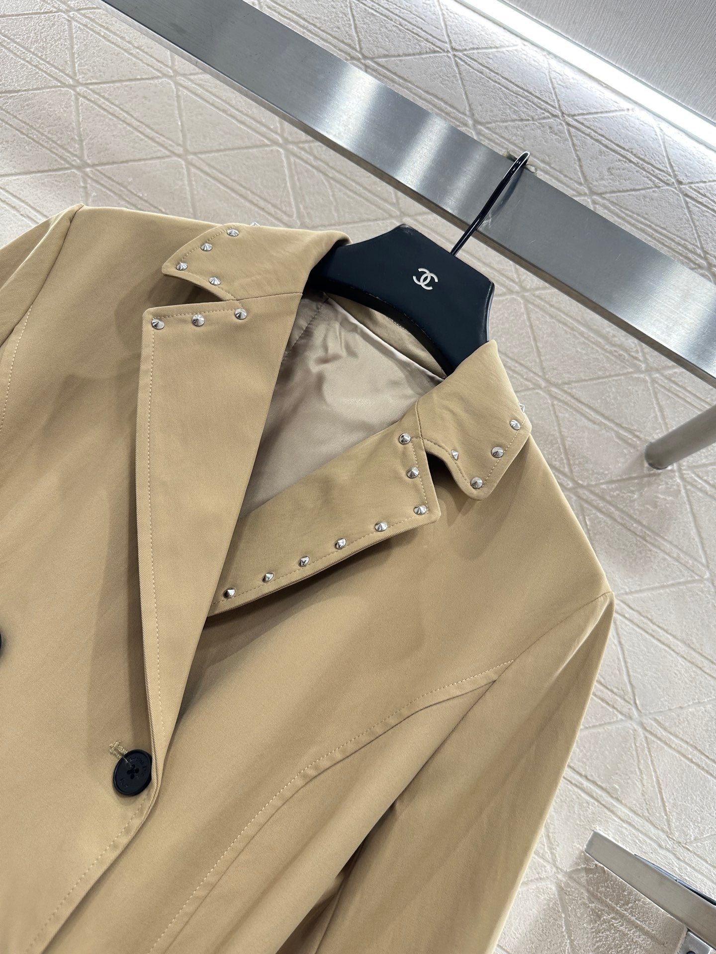 Di 25 Collar Willow Ding Double breasted Long Windbreaker